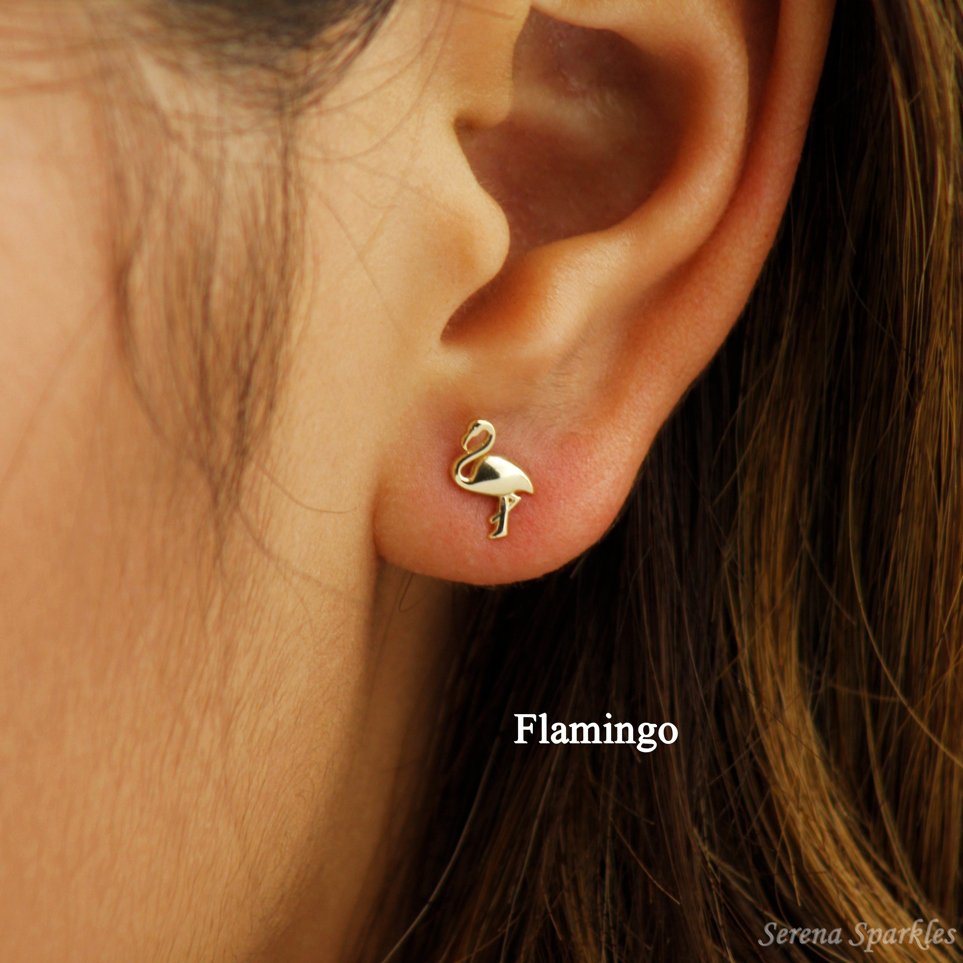 10k Solid Gold Dainty Ear Studs - Serena Sparkles