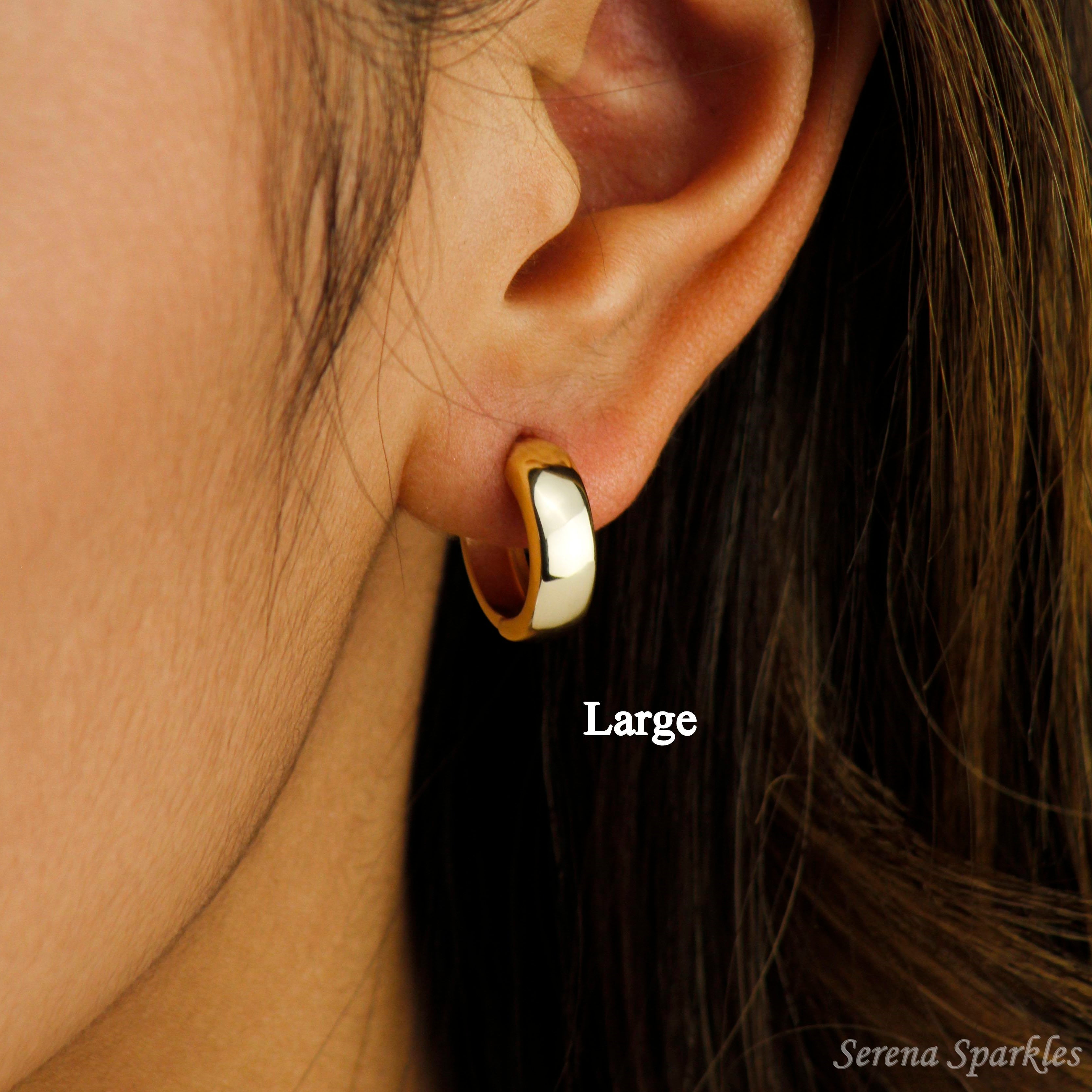 10k Solid Gold Small & Large Huggie Hoop Earrings - Serena Sparkles