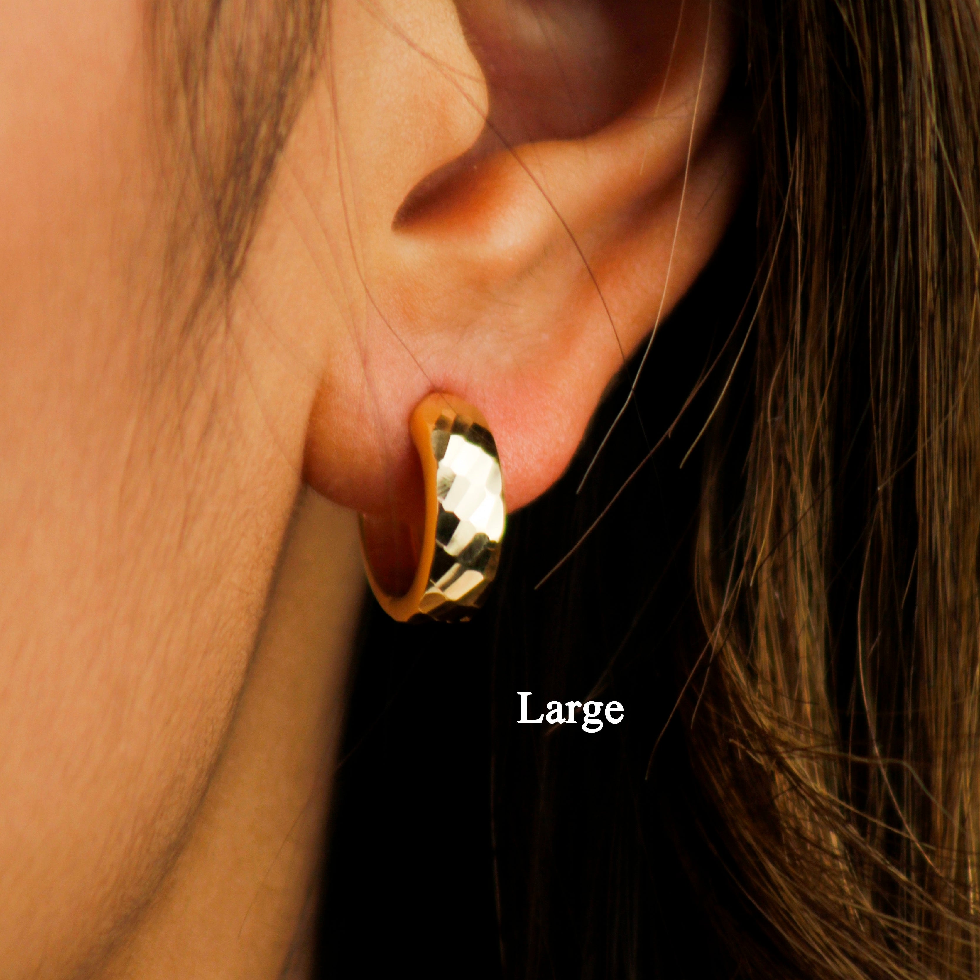 10k Solid Gold Hammered Huggie Earrings - Serena Sparkles