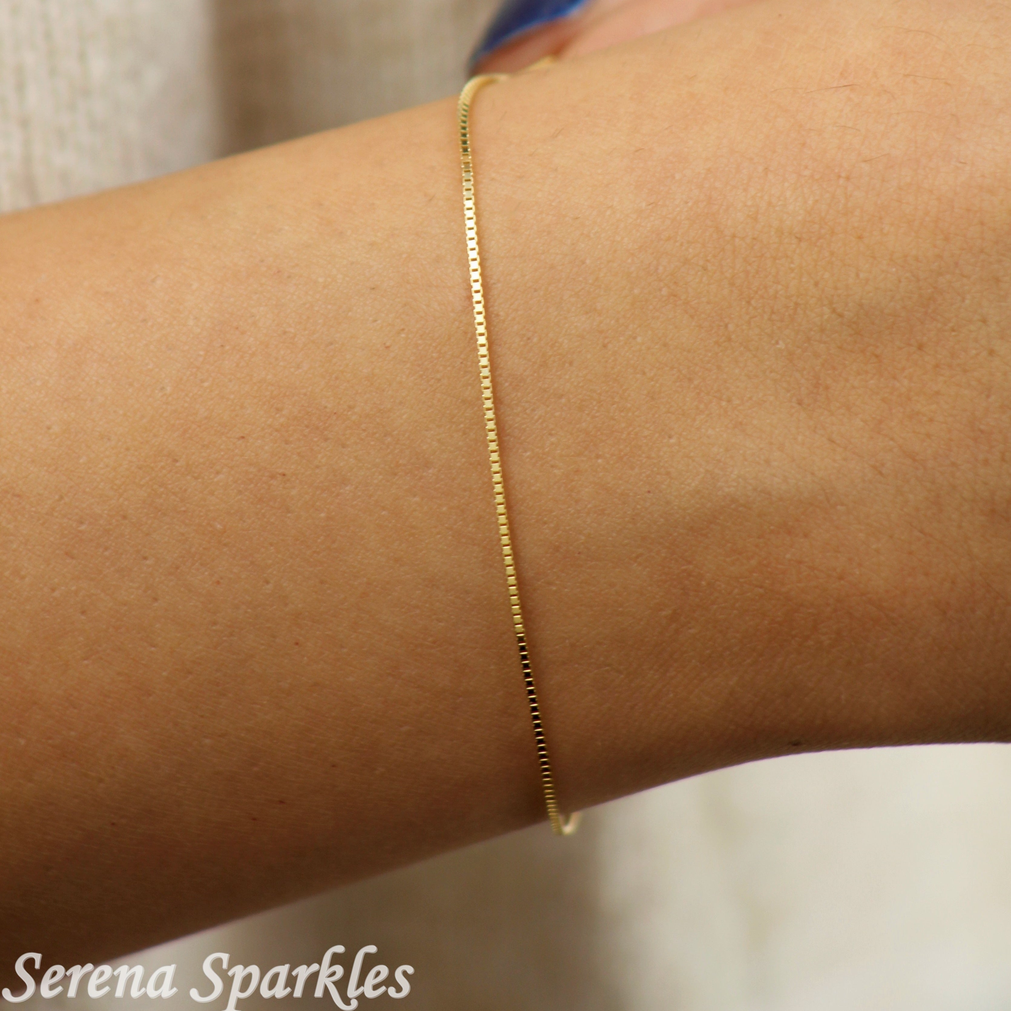 10k Solid Gold Box Chain Bracelet - Serena Sparkles