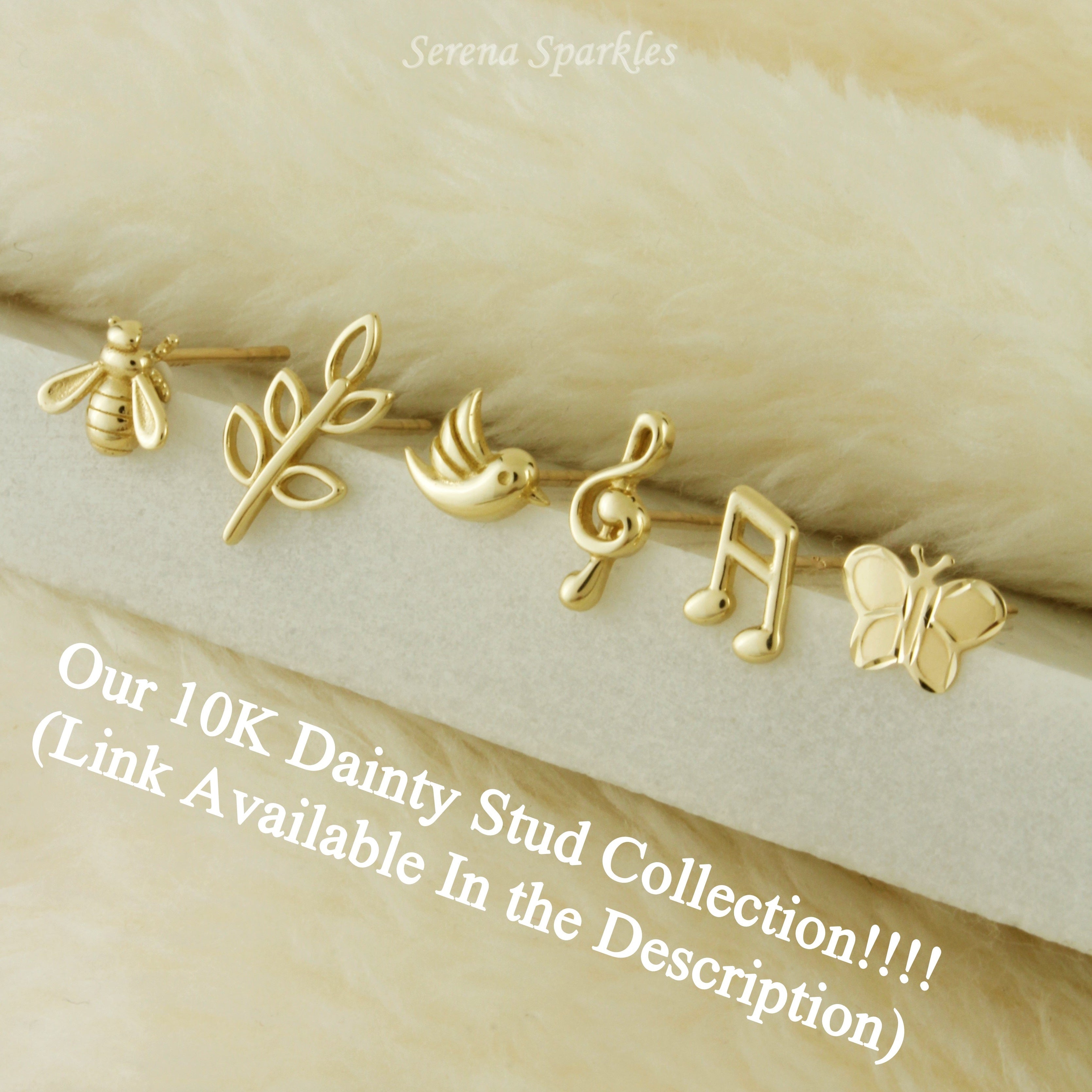 10k Solid Gold Bee Ear Stud Earrings - Serena Sparkles