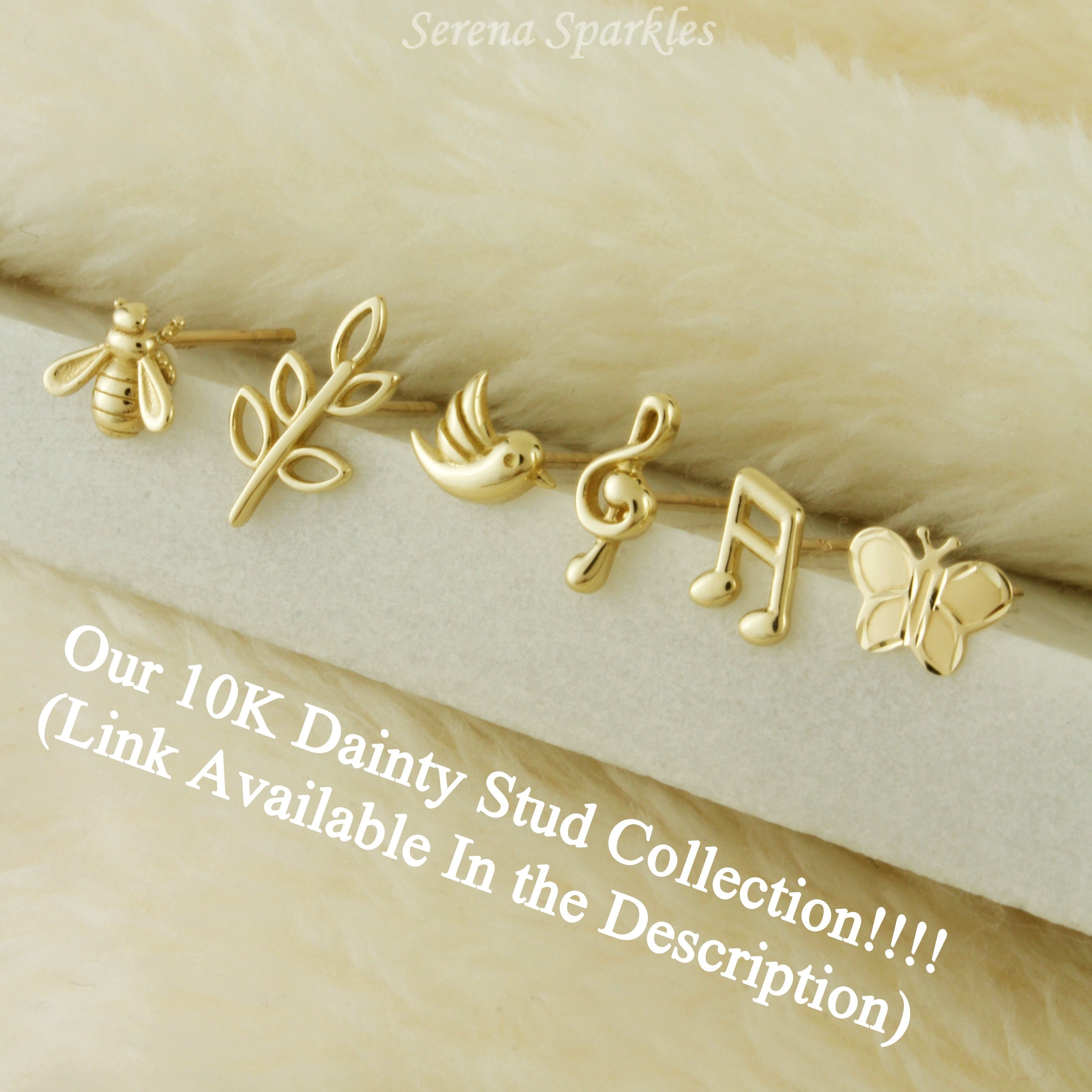 10k Solid Gold Bird Ear Stud Earrings - Serena Sparkles