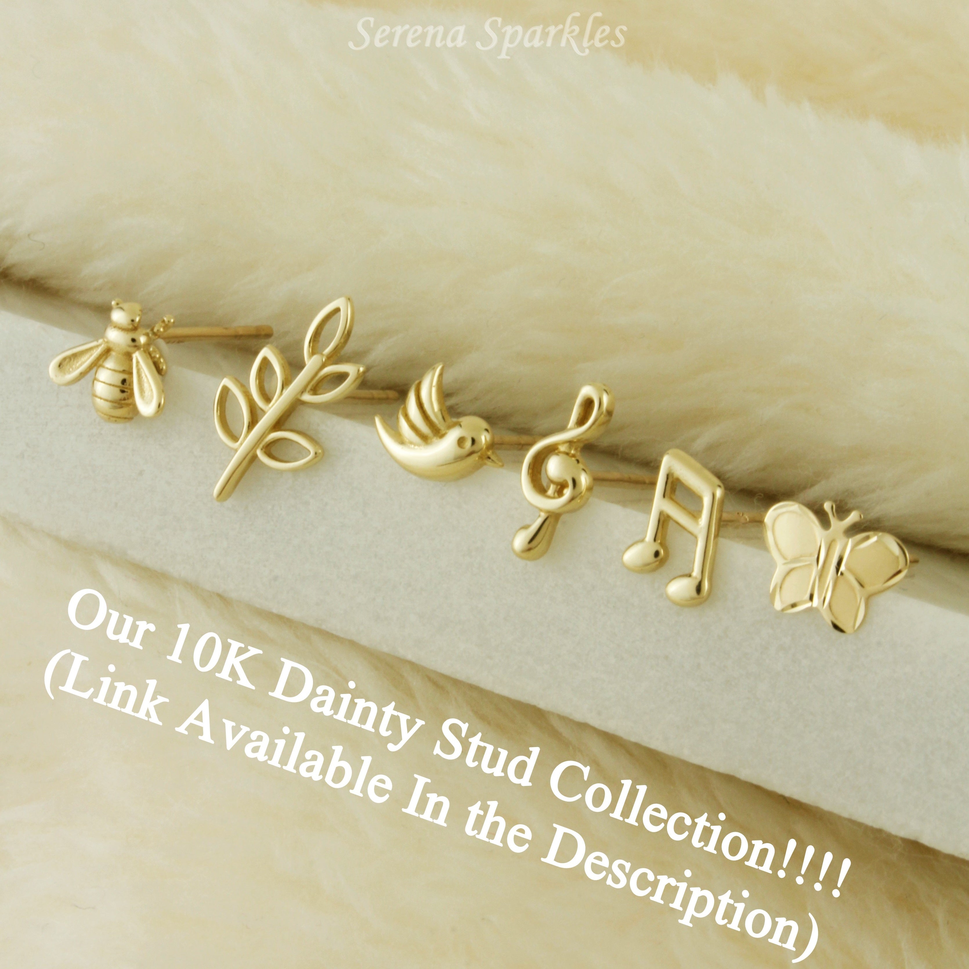 10k Solid Gold Butterfly Ear Studs - Serena Sparkles