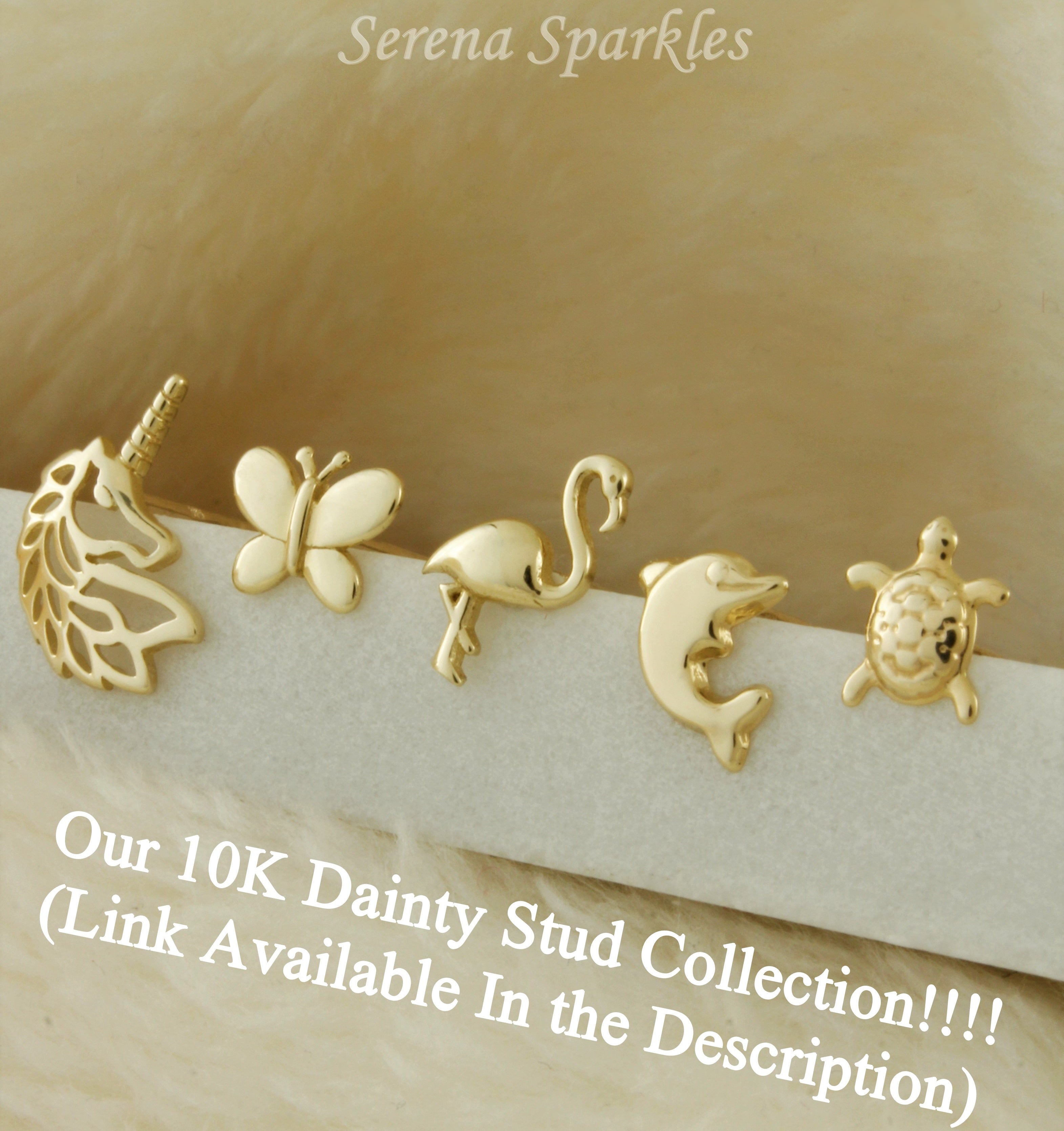 10k Solid Gold Leaf Ear Stud Earrings - Serena Sparkles