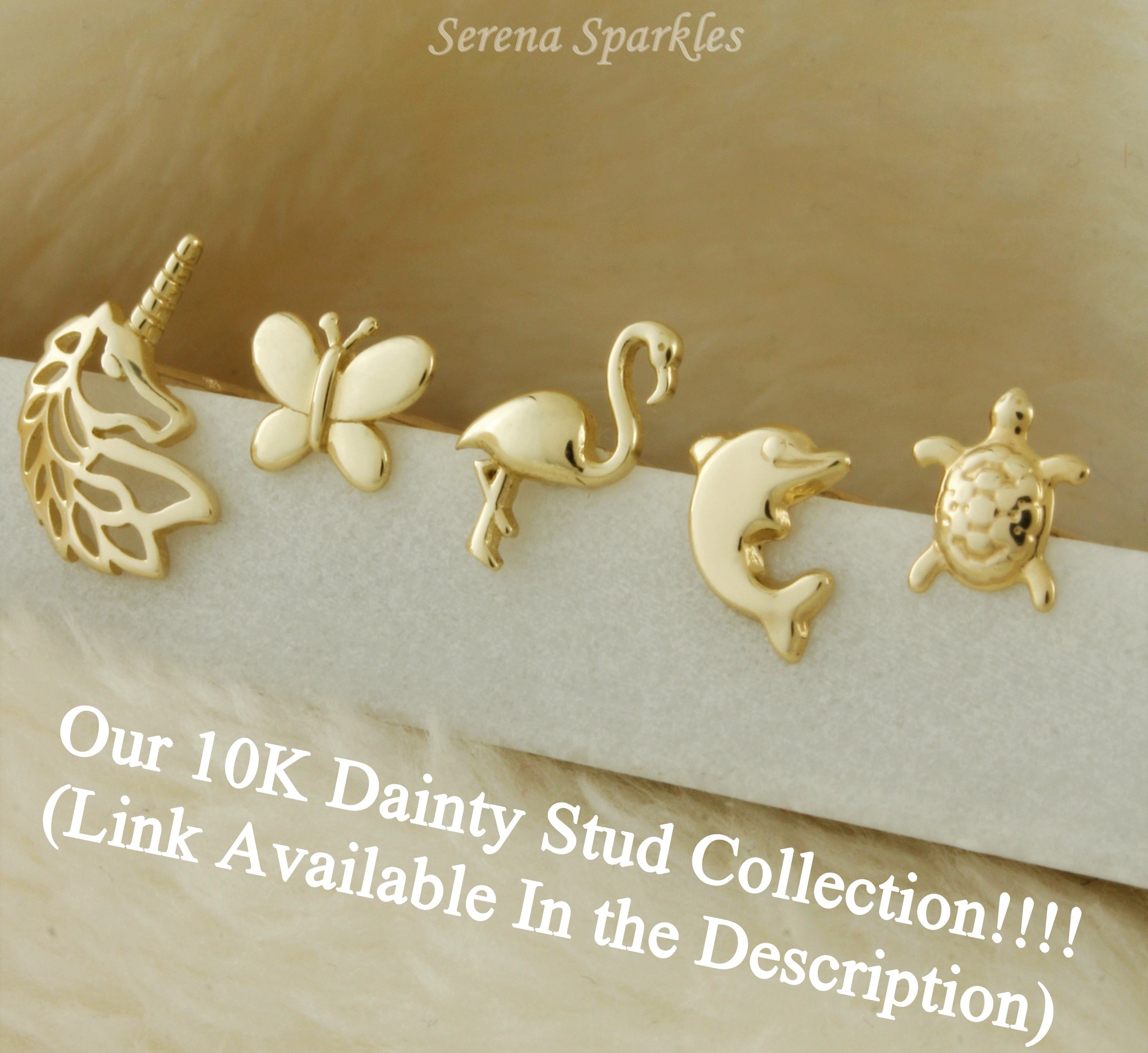 10k Solid Gold Butterfly Ear Studs - Serena Sparkles