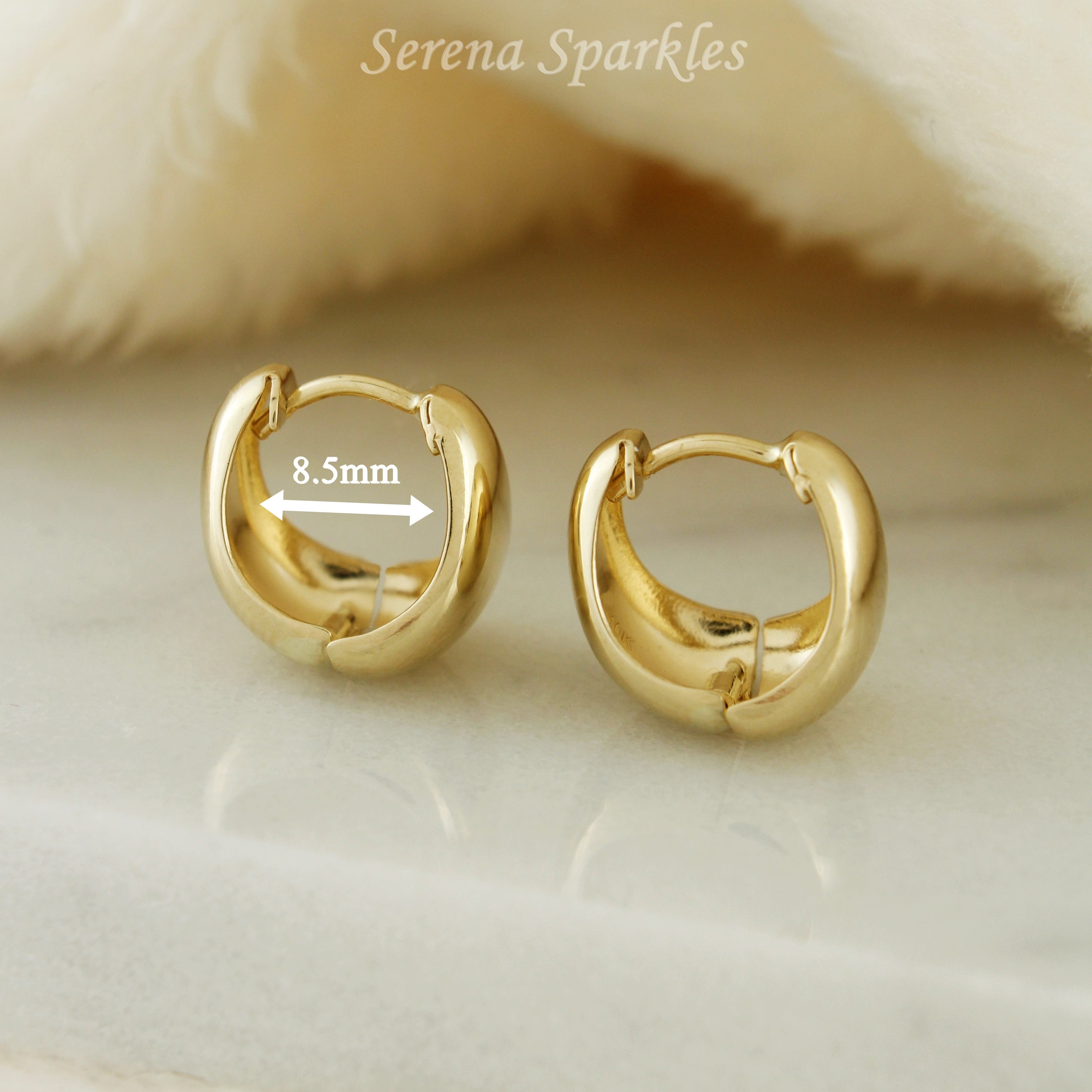 10k Solid Gold Dome Huggie Hoop Earrings - Serena Sparkles