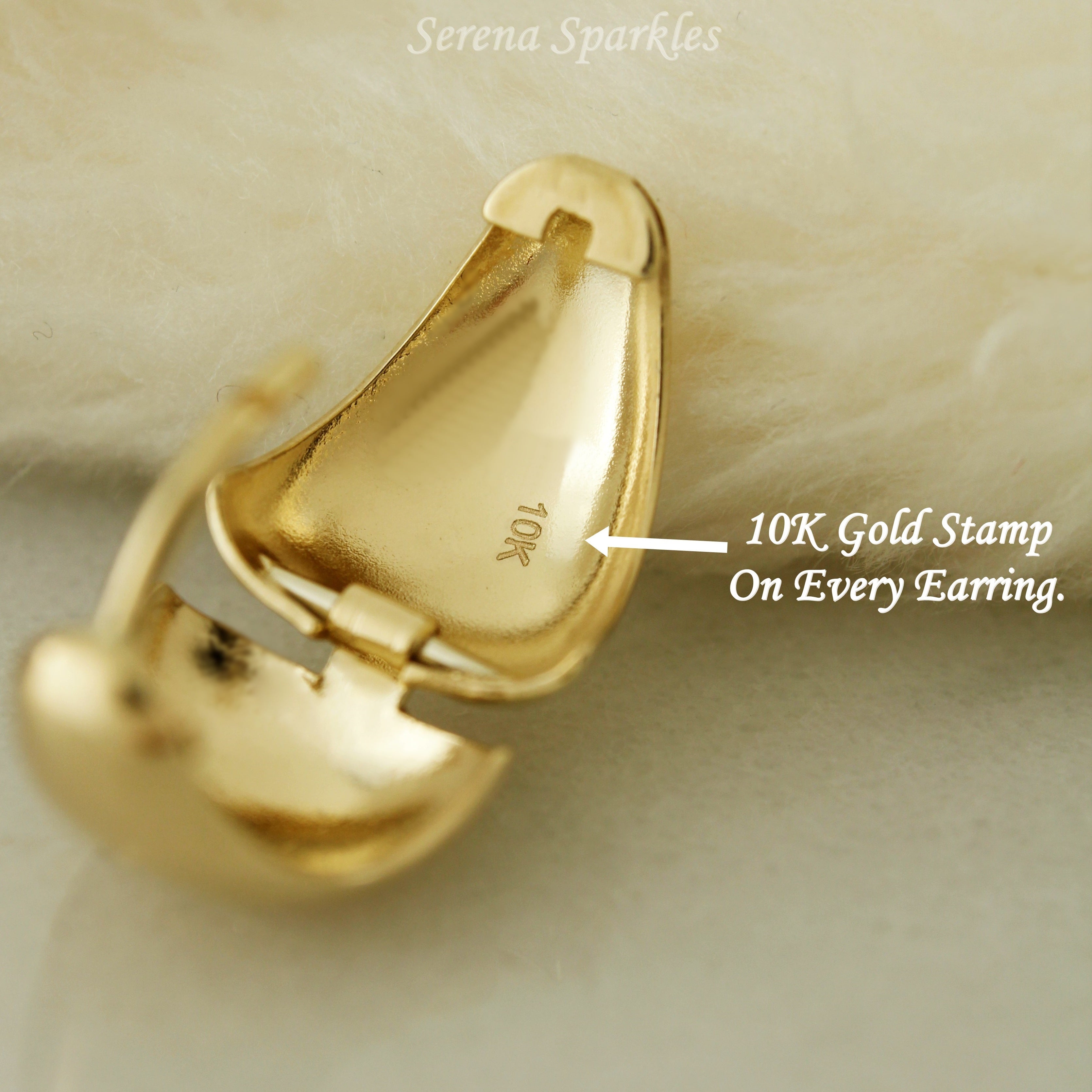 10k Solid Gold Dome Huggie Hoop Earrings - Serena Sparkles