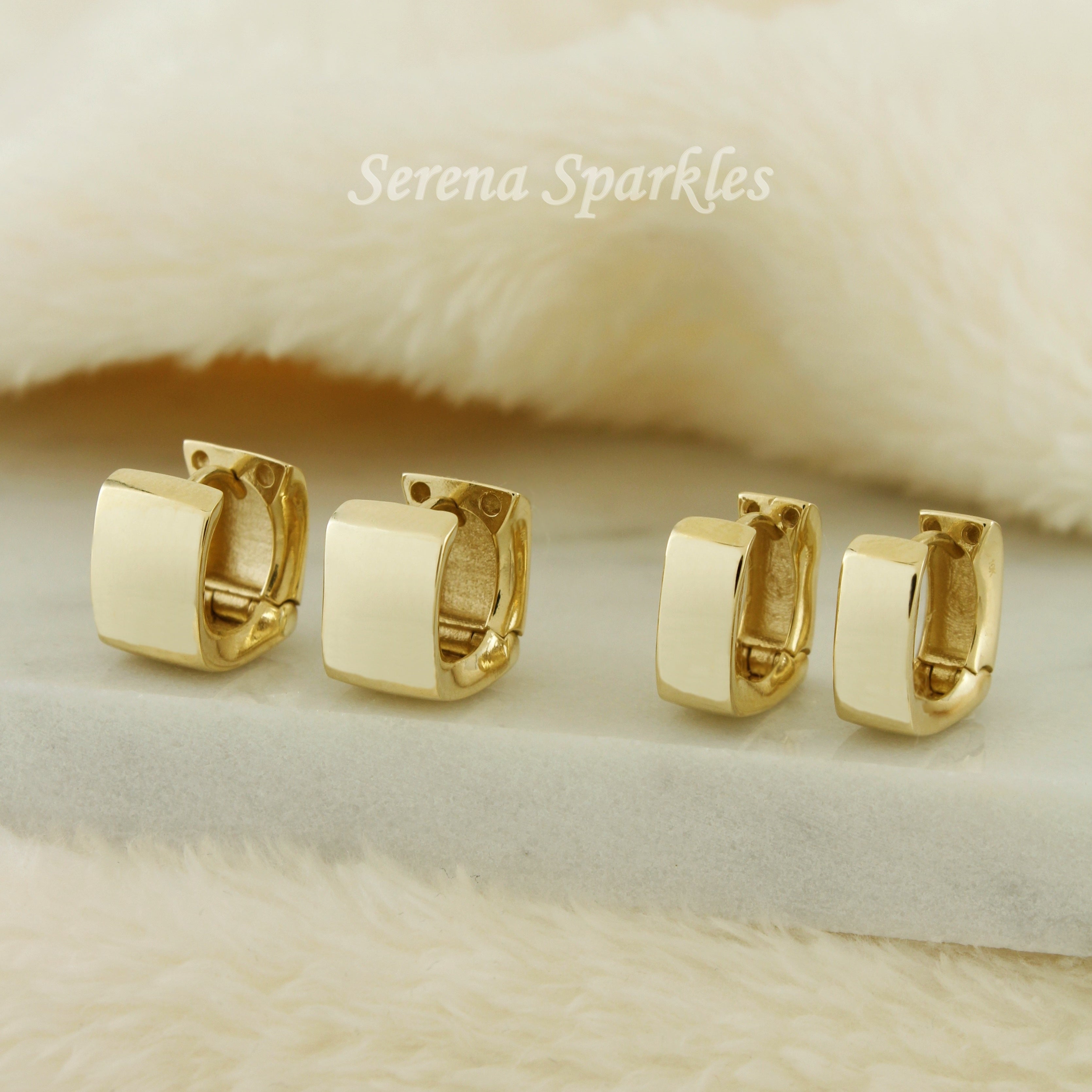 10k Solid Gold Chunky Huggie Hoop Earrings - Serena Sparkles