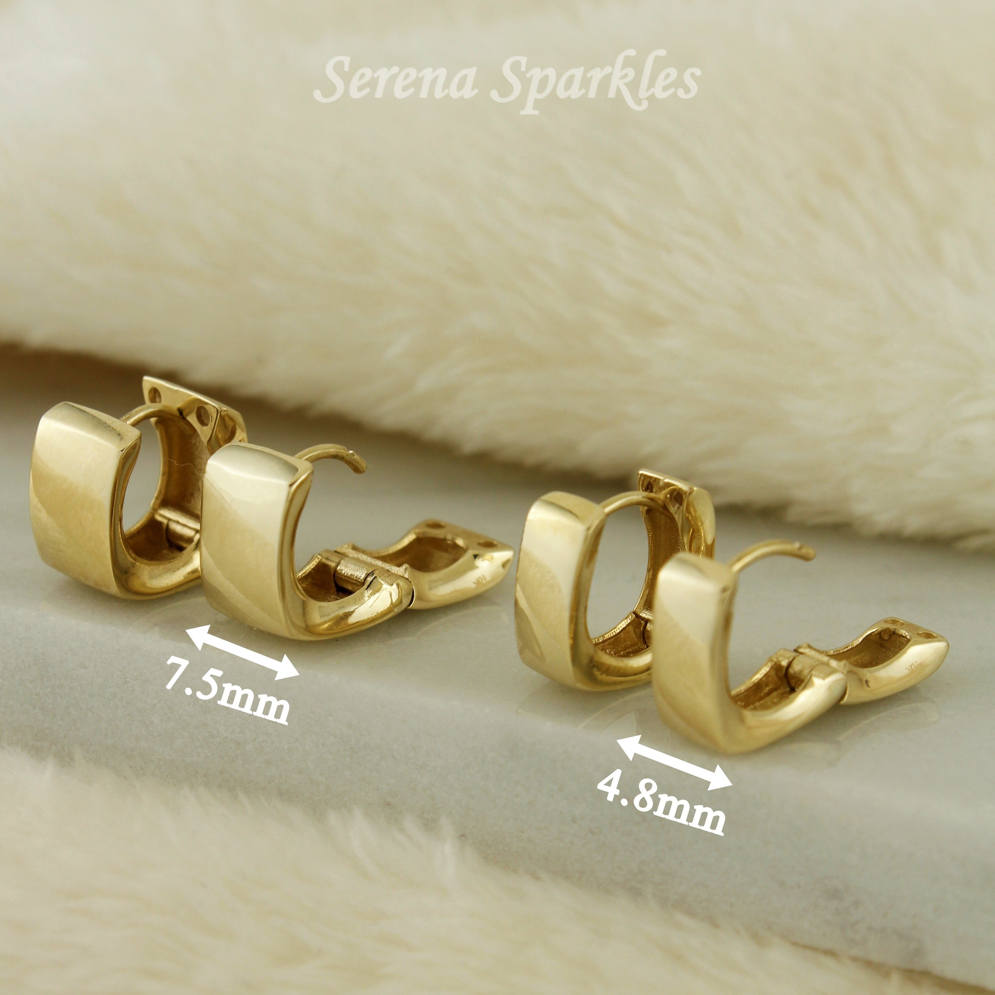 10k Solid Gold Chunky Huggie Hoop Earrings - Serena Sparkles