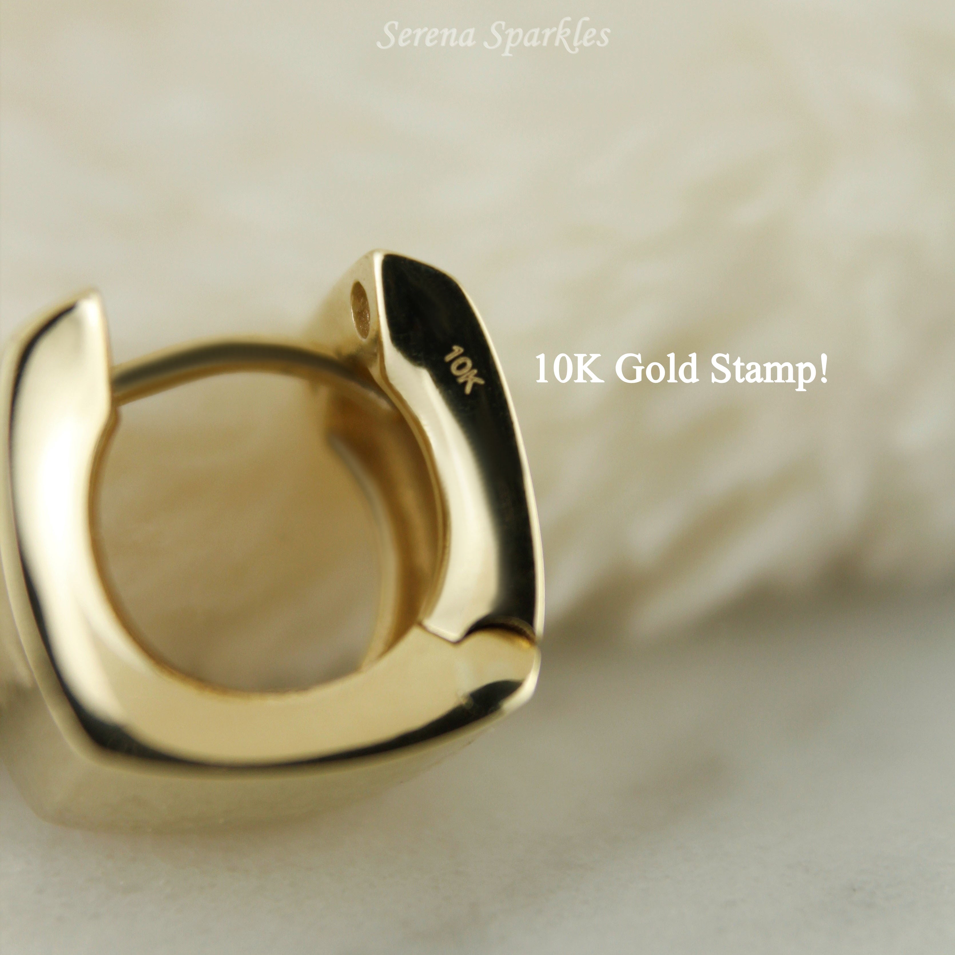 10k Solid Gold Thick Huggie Hoop Earrings - Serena Sparkles