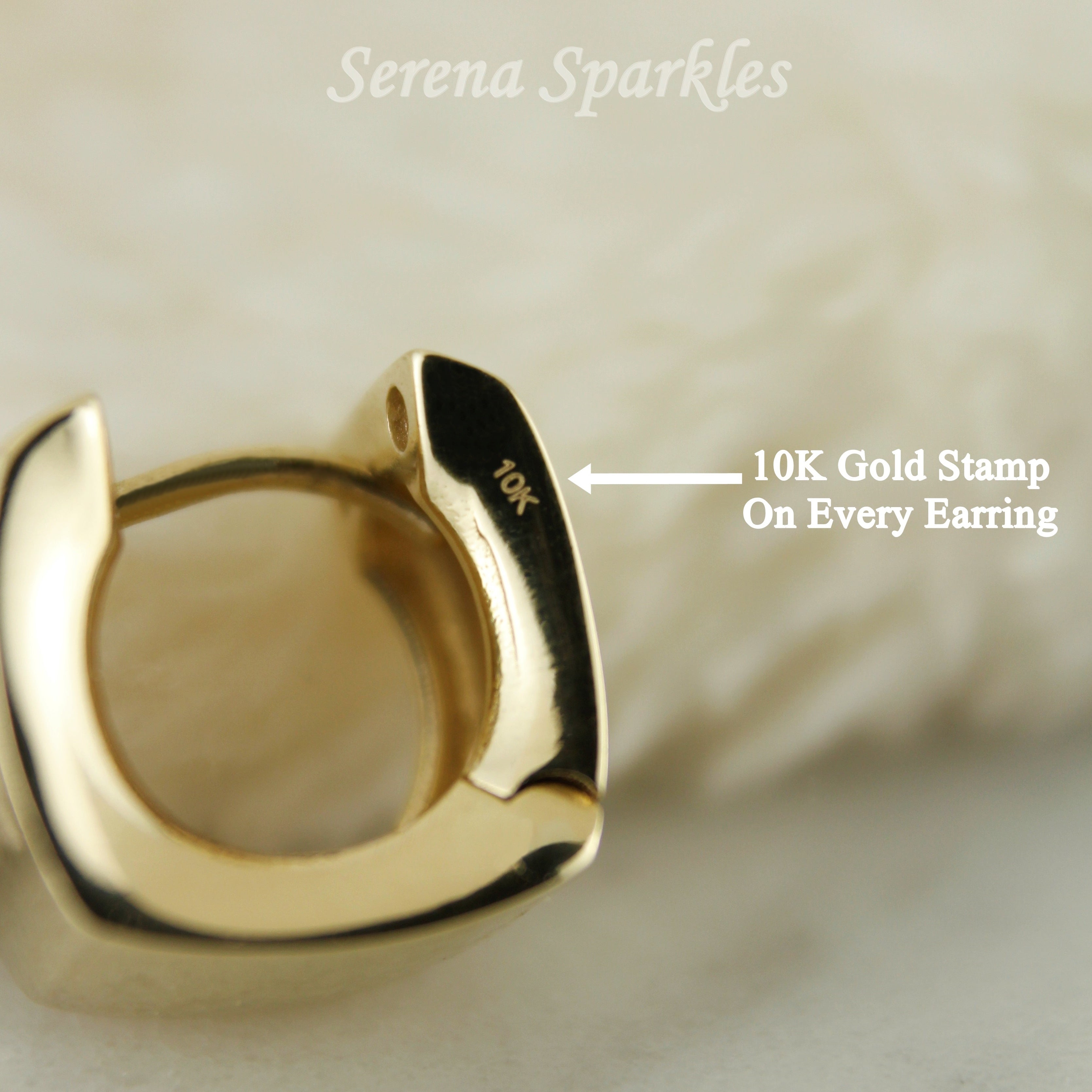 10k Solid Gold Chunky Huggie Hoop Earrings - Serena Sparkles