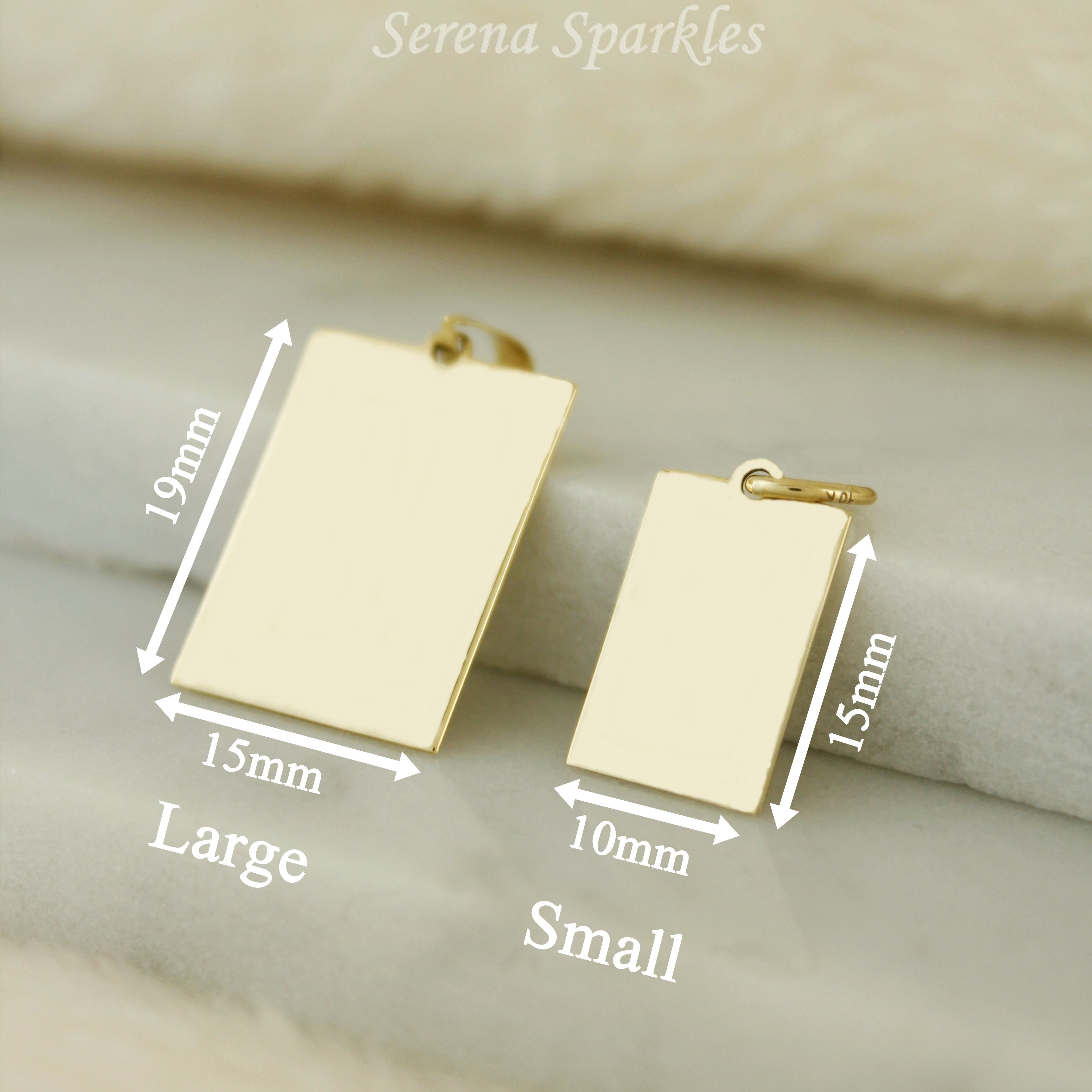 10k Solid Gold Engravable Tag Necklace (Canva) - Serena Sparkles