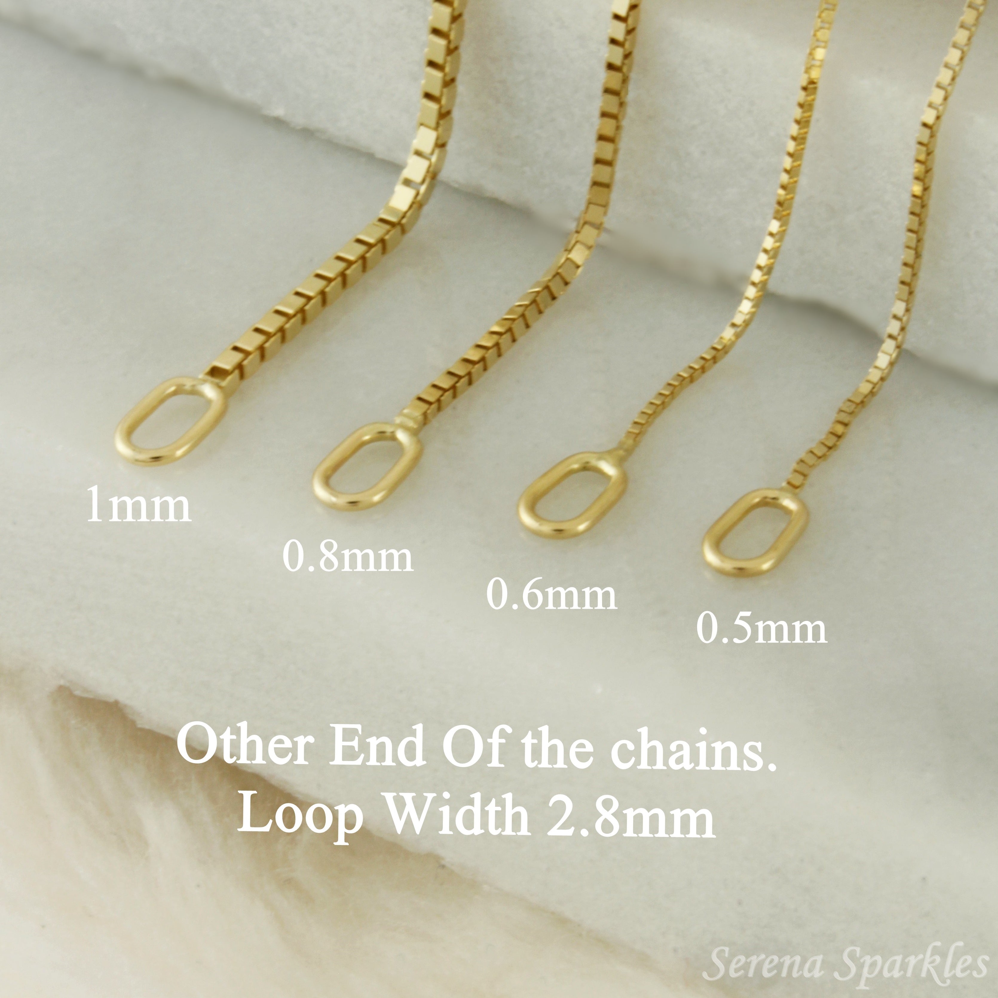 10k Solid Gold Box Chain Necklace - Serena Sparkles