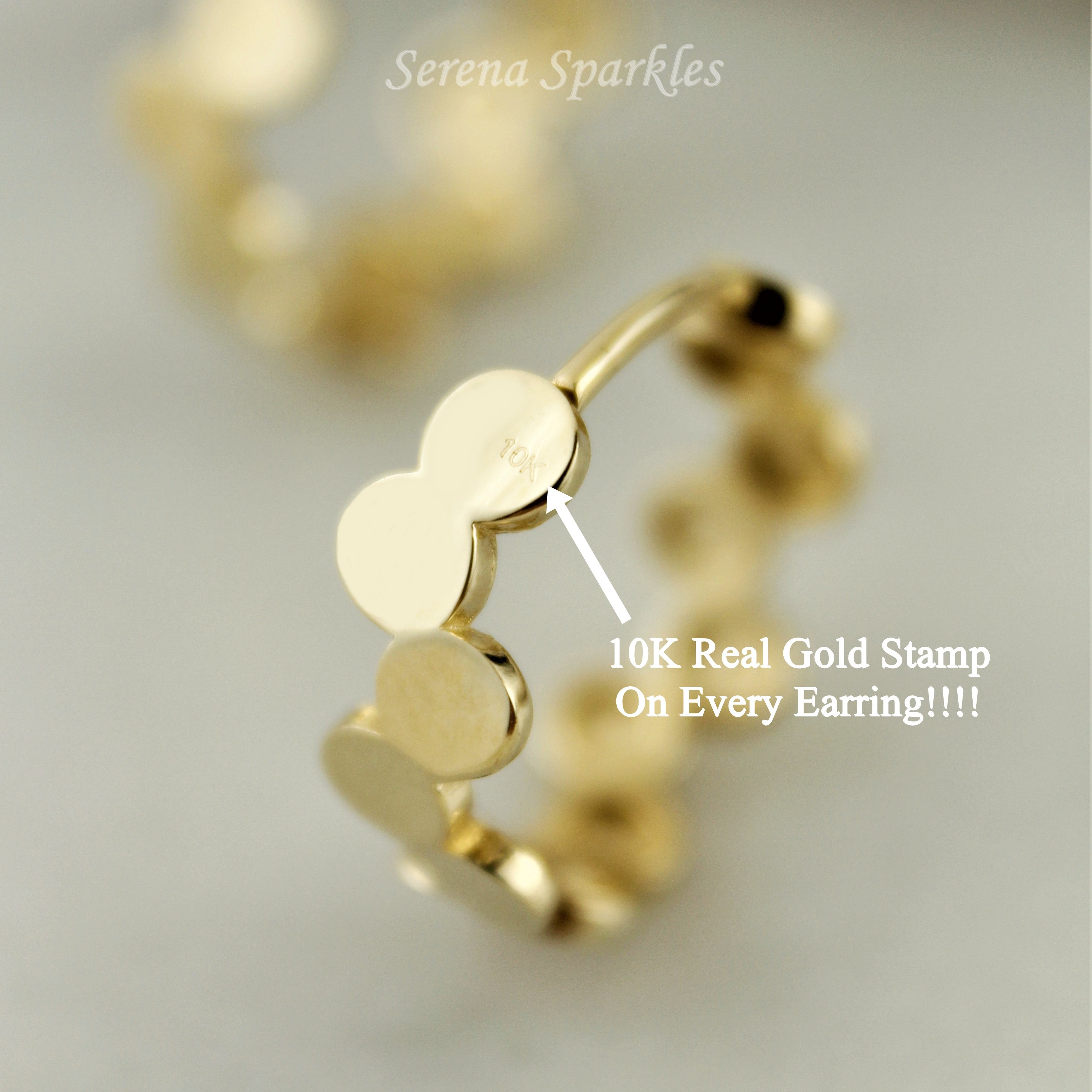 10k Solid Gold Beehive Huggie Hoop Earrings - Serena Sparkles