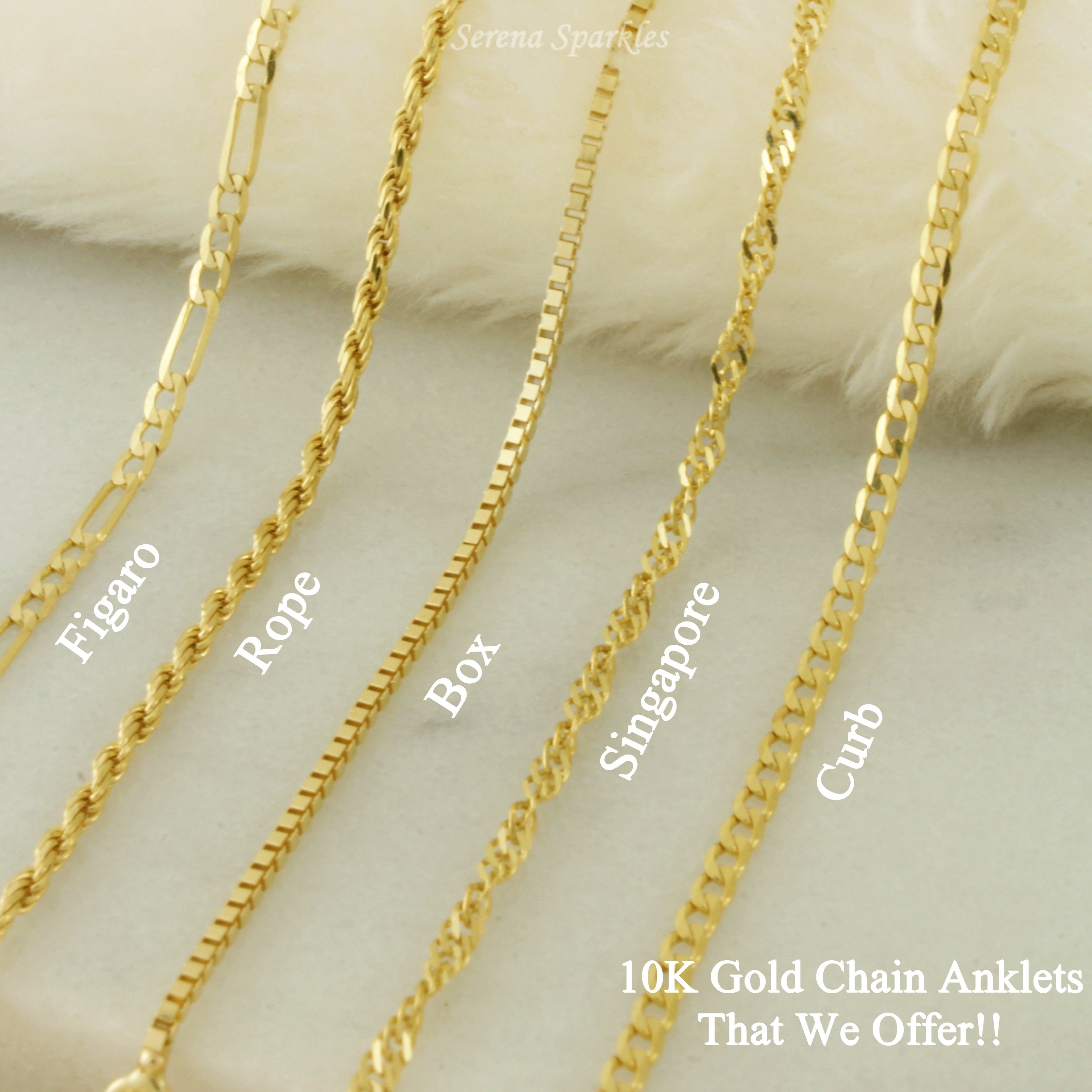 10k Solid Gold Twisted Chain Anklet - Serena Sparkles