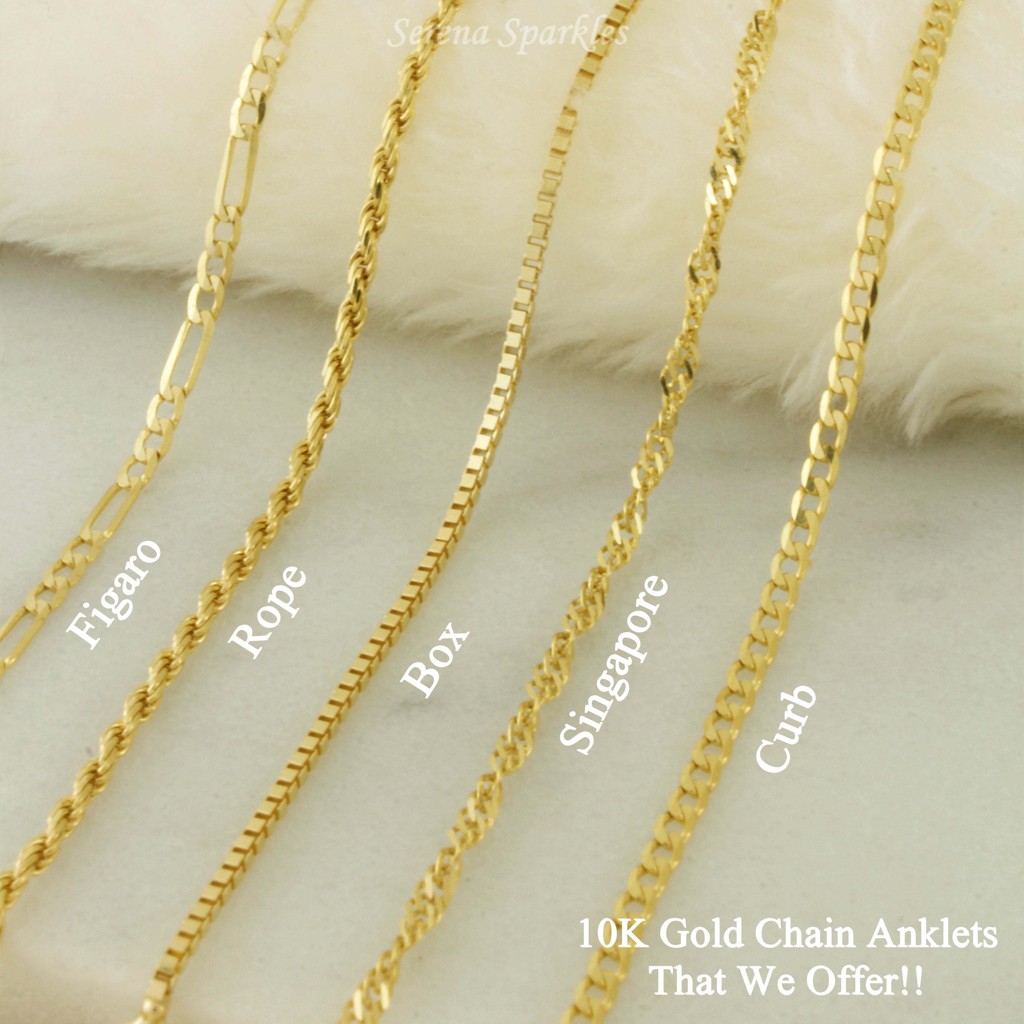 10k Solid Gold Rope Chain Anklet - Serena Sparkles