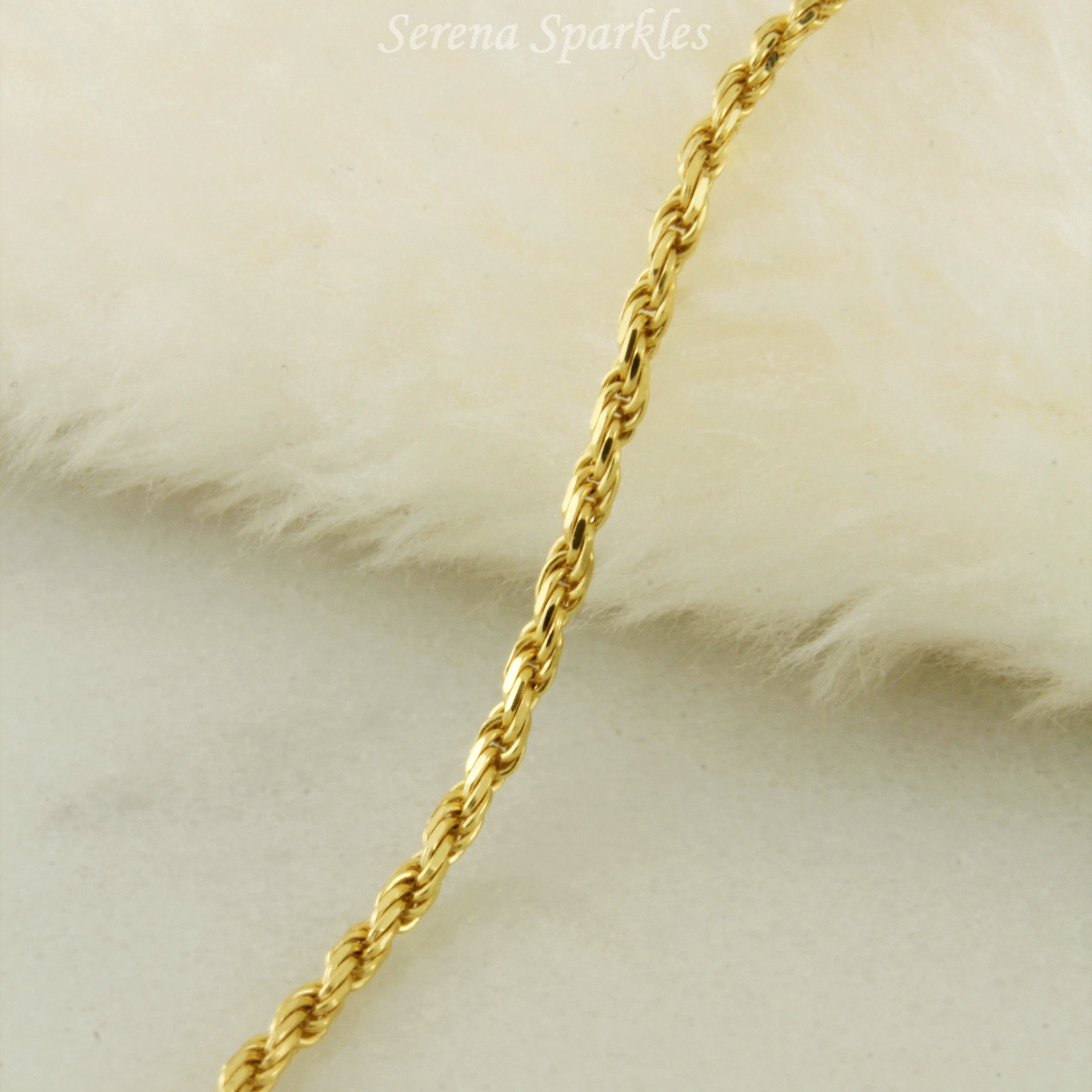 10k Solid Gold Rope Chain Anklet - Serena Sparkles