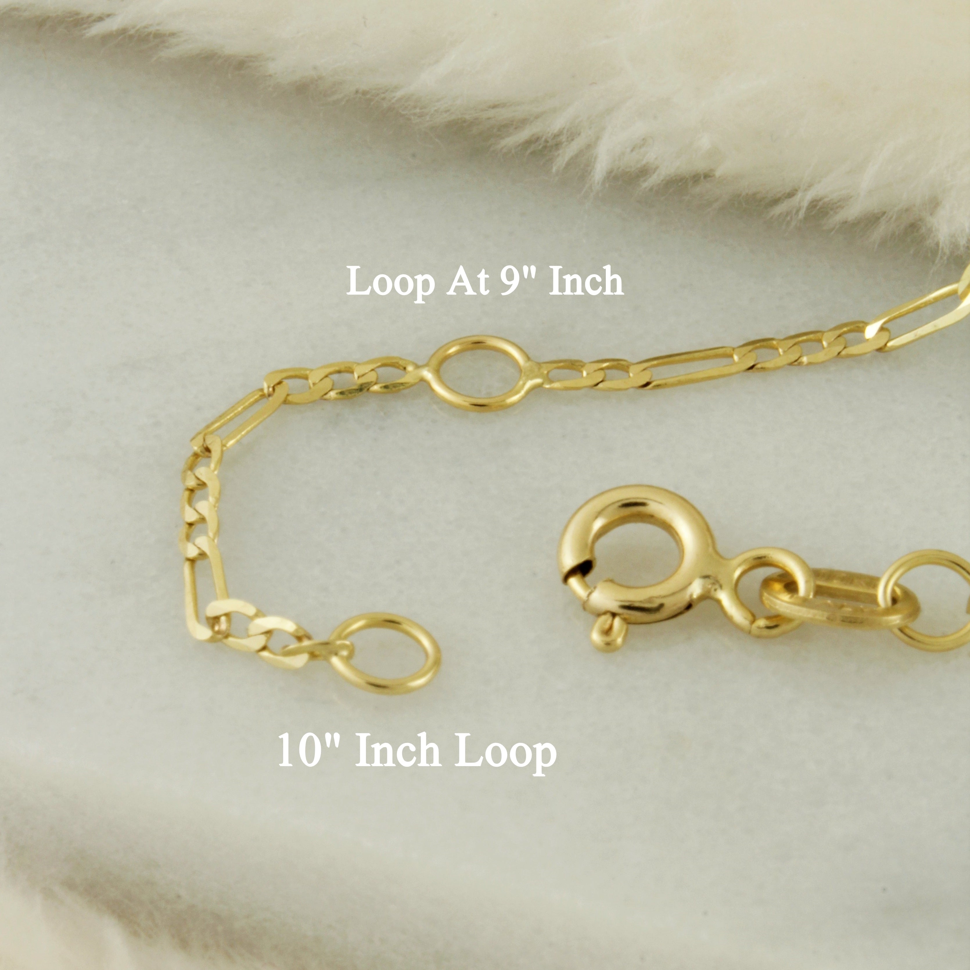 10k Solid Gold Figaro Chain Anklet - Serena Sparkles