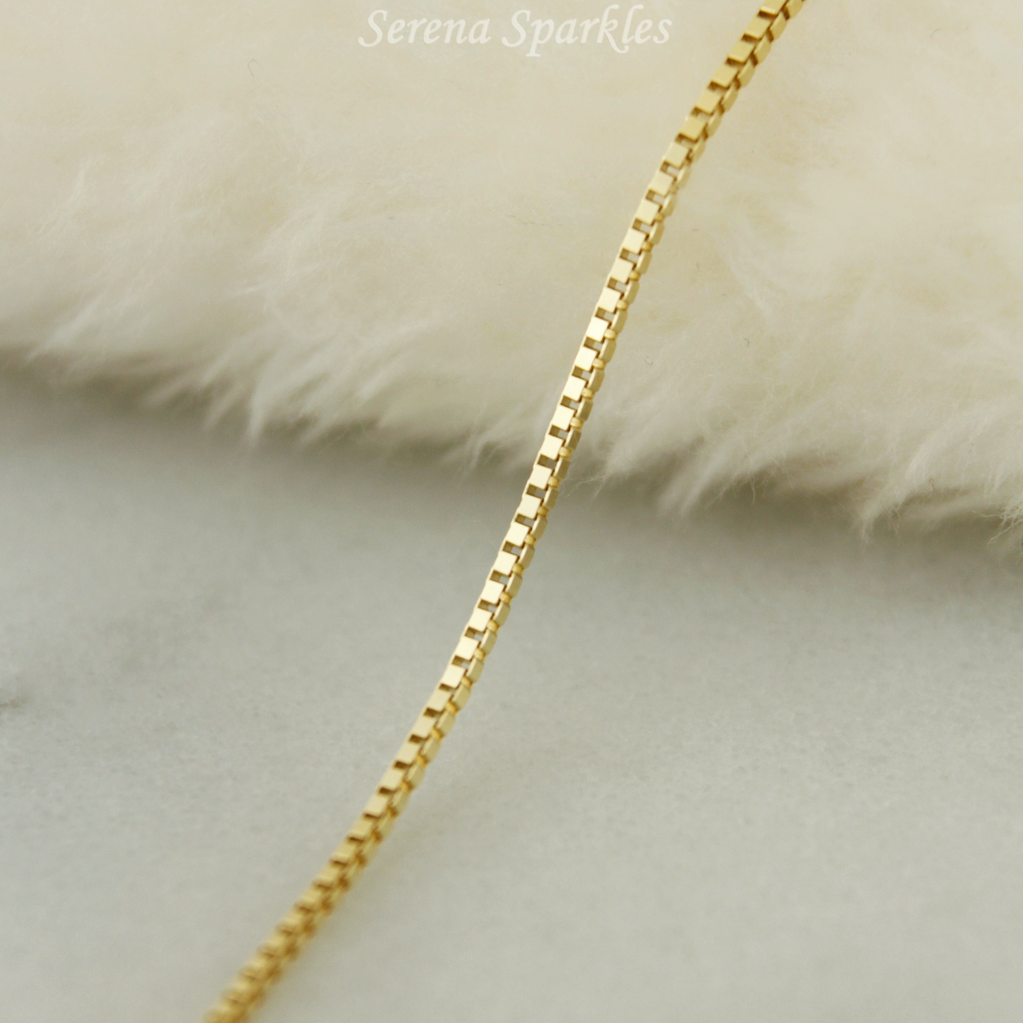 10k Solid Gold Box Chain Anklet - Serena Sparkles