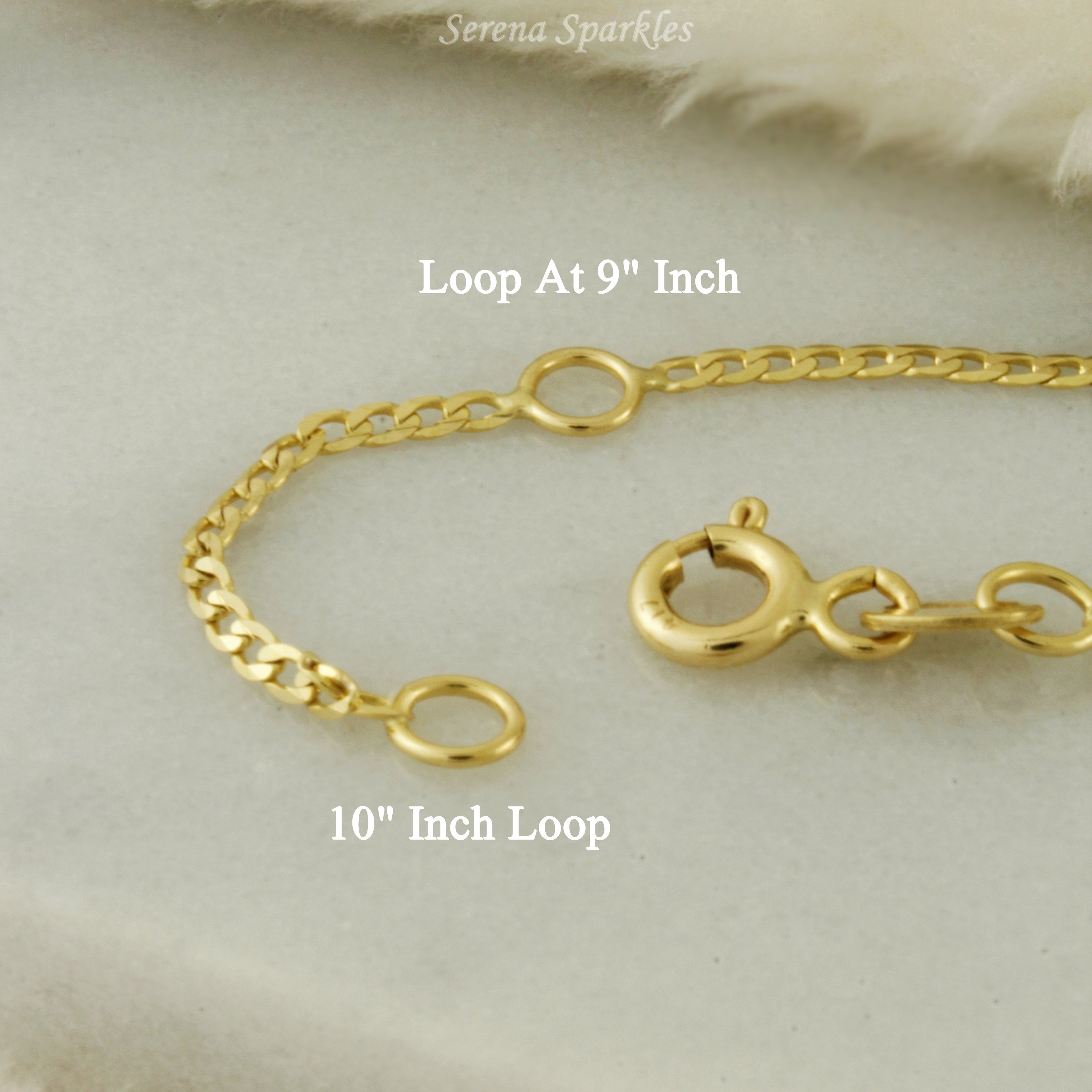 10k Solid Gold Curb Chain Anklet - Serena Sparkles