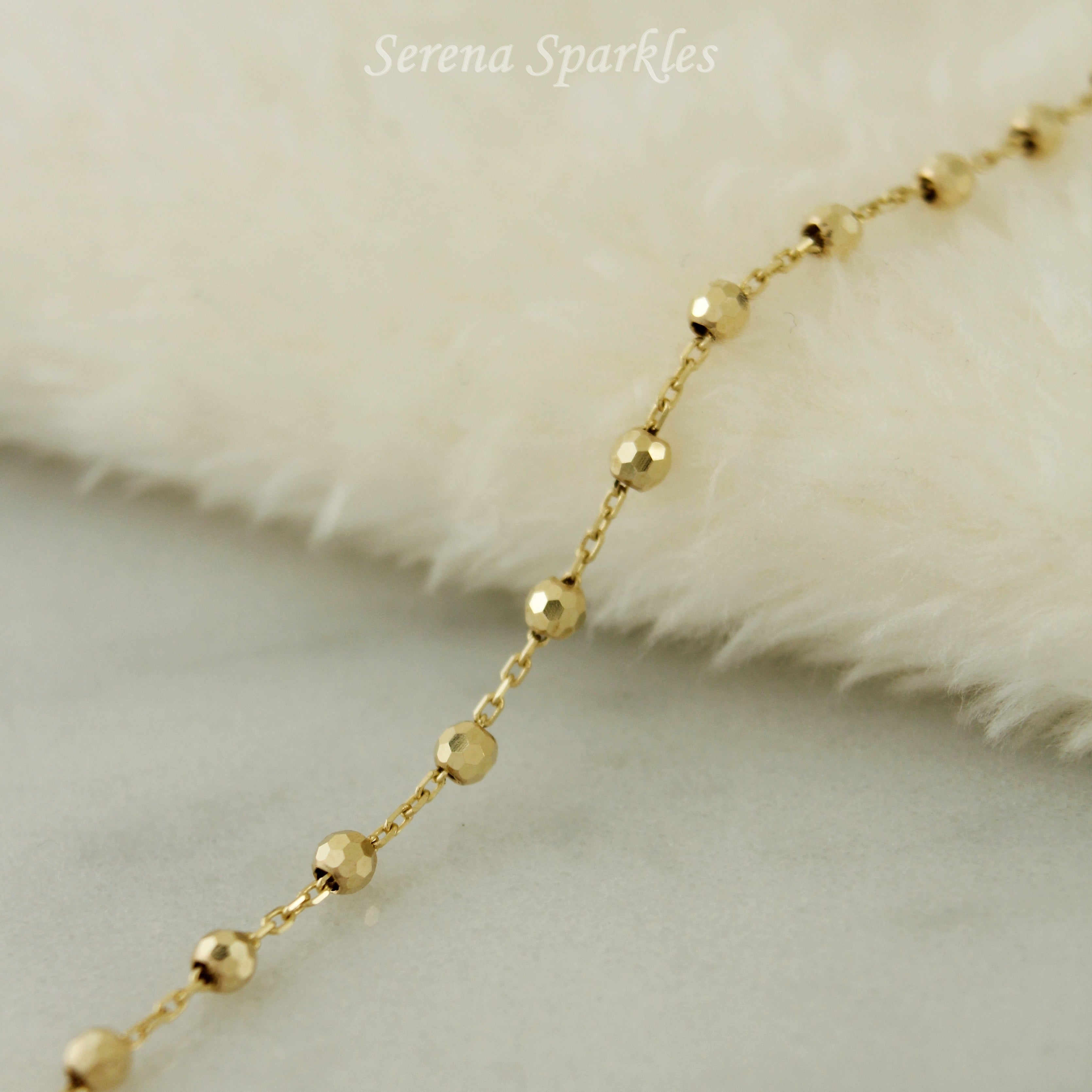 10k Solid Gold Ball Bracelet - Serena Sparkles