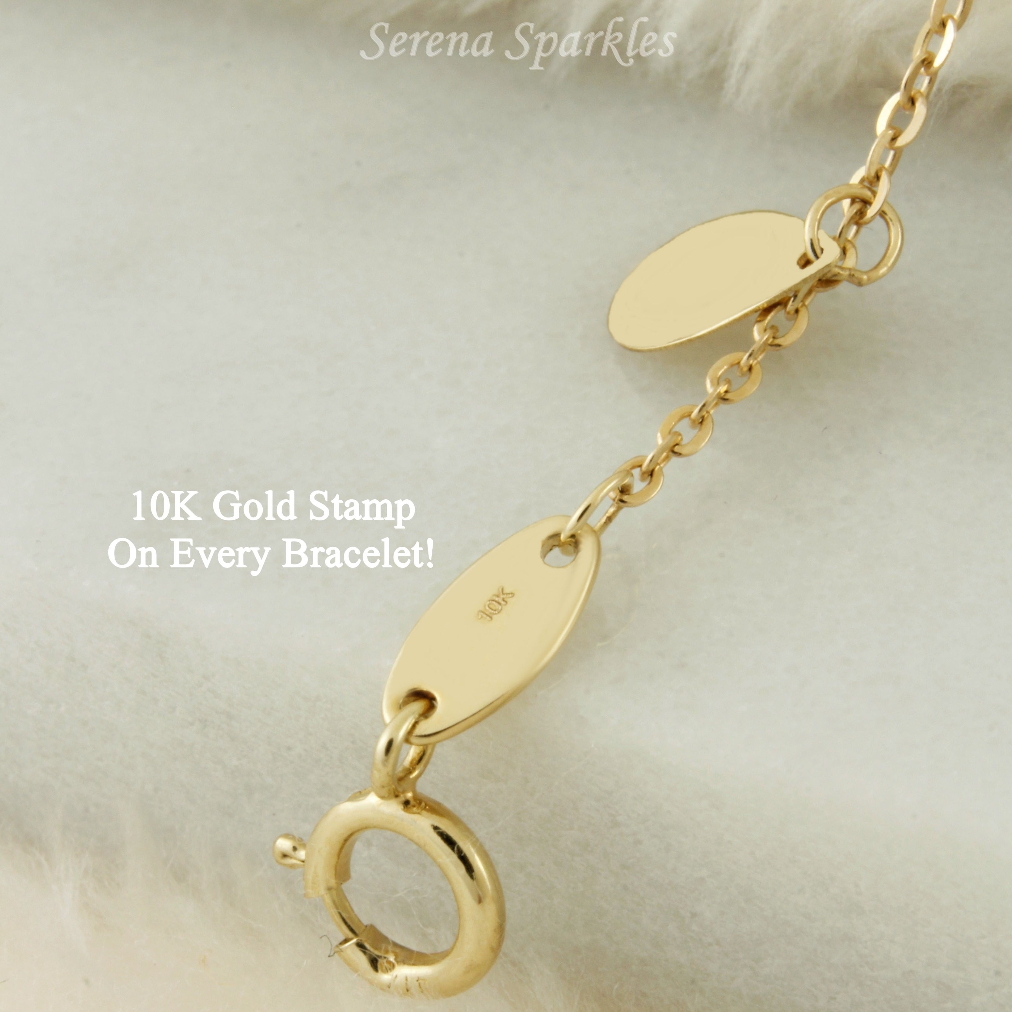 10K Solid Gold Drop Disc Bracelet - Serena Sparkles