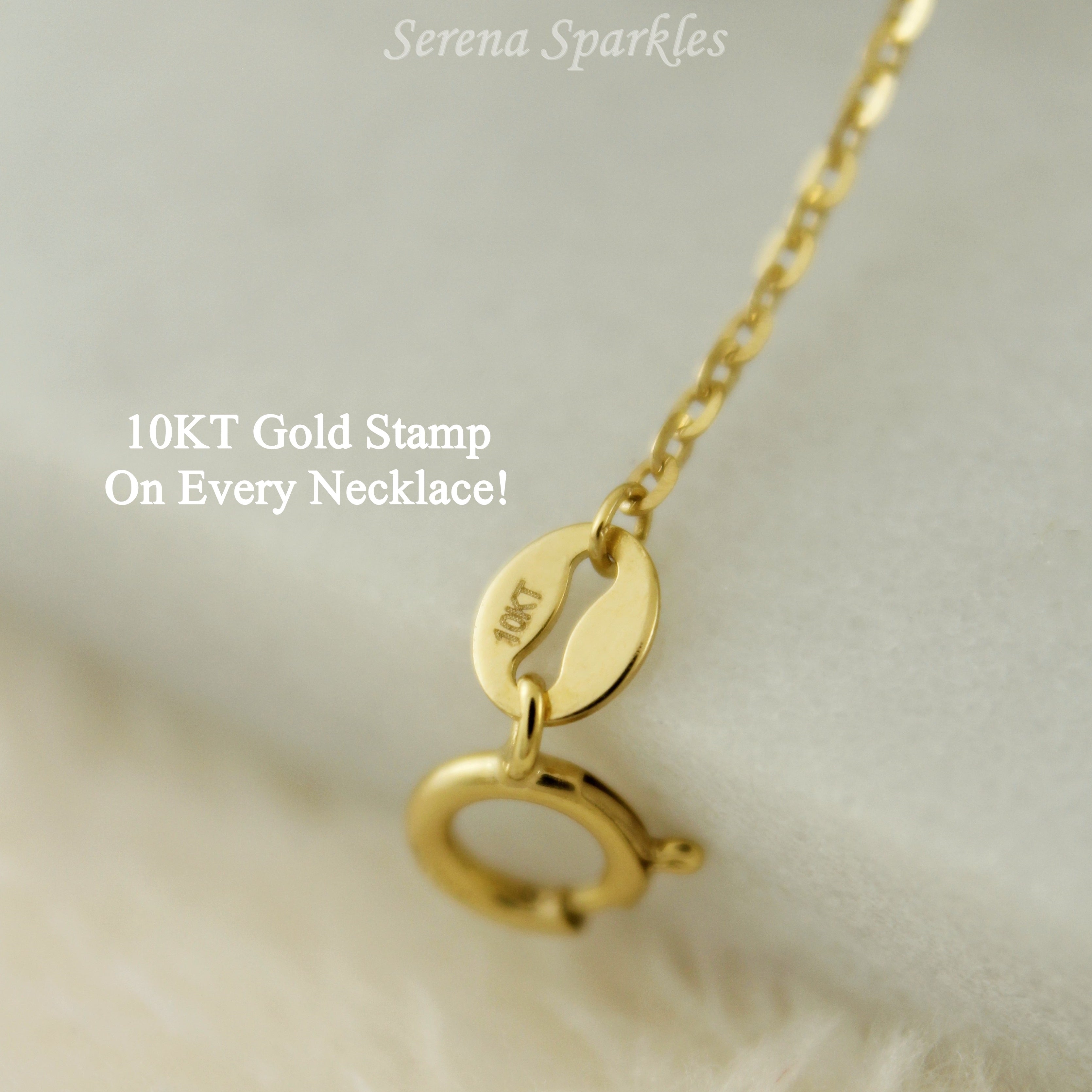 10K Solid Gold Drop Disc Necklace - Serena Sparkles