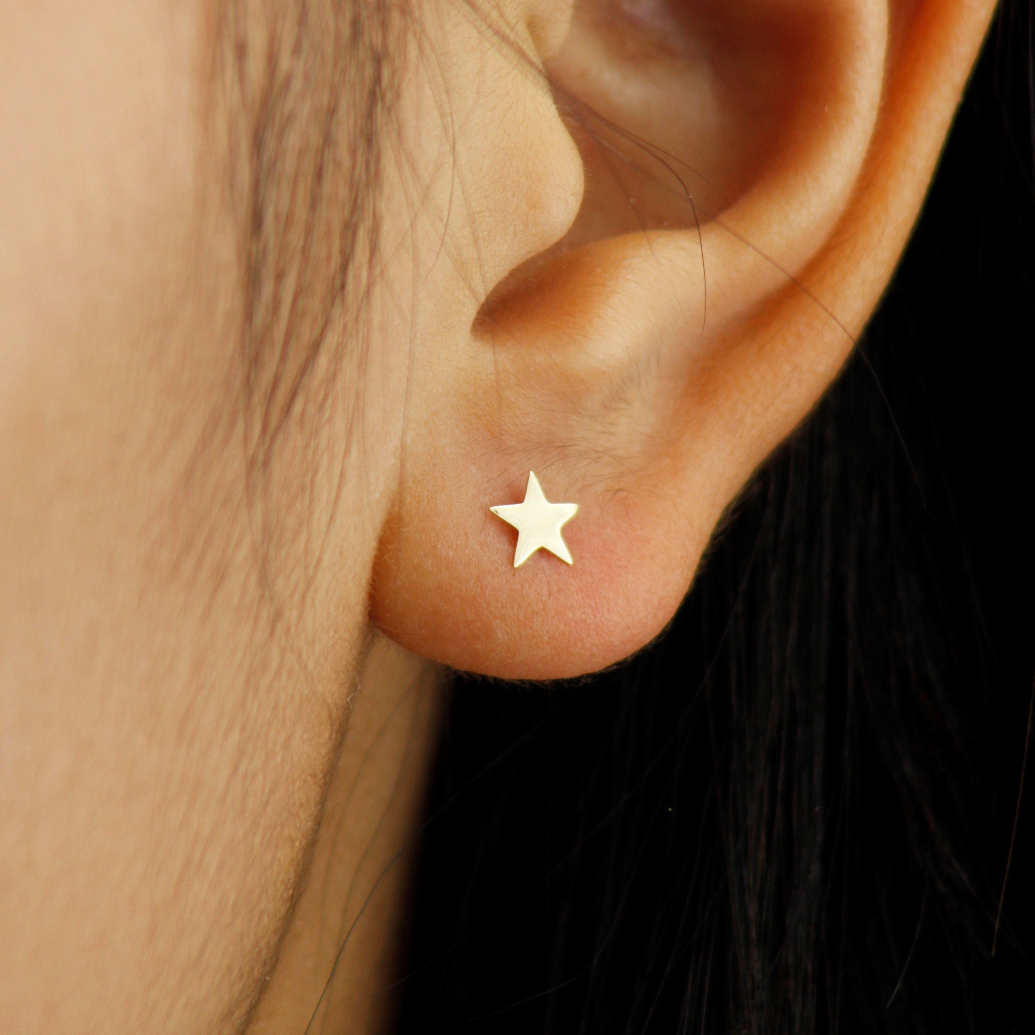 10k Solid Gold Dainty Stud Earrings - Serena Sparkles