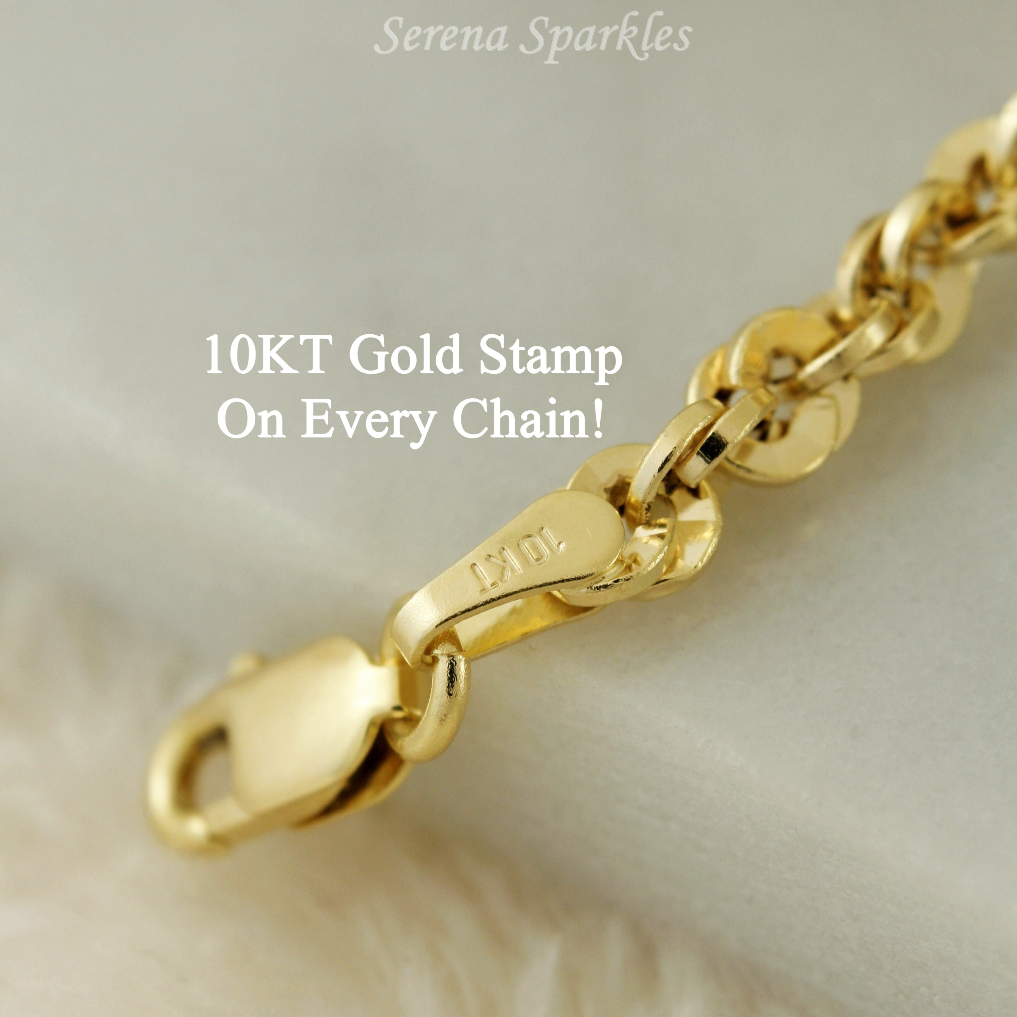 10k Real Gold Diamond Cut Rope Chain Bracelet - Serena Sparkles