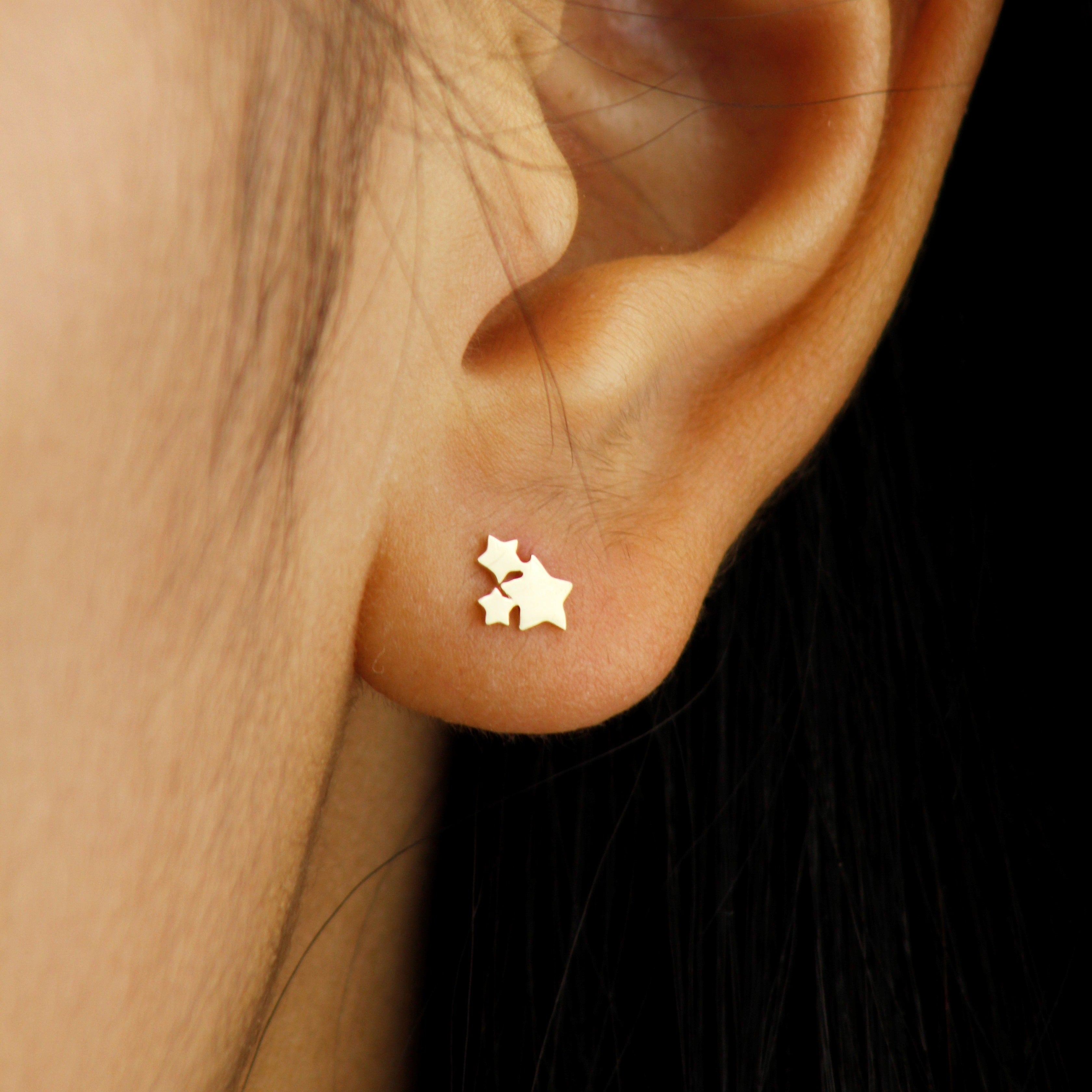 10k Solid Gold Dainty Stud Earrings - Serena Sparkles