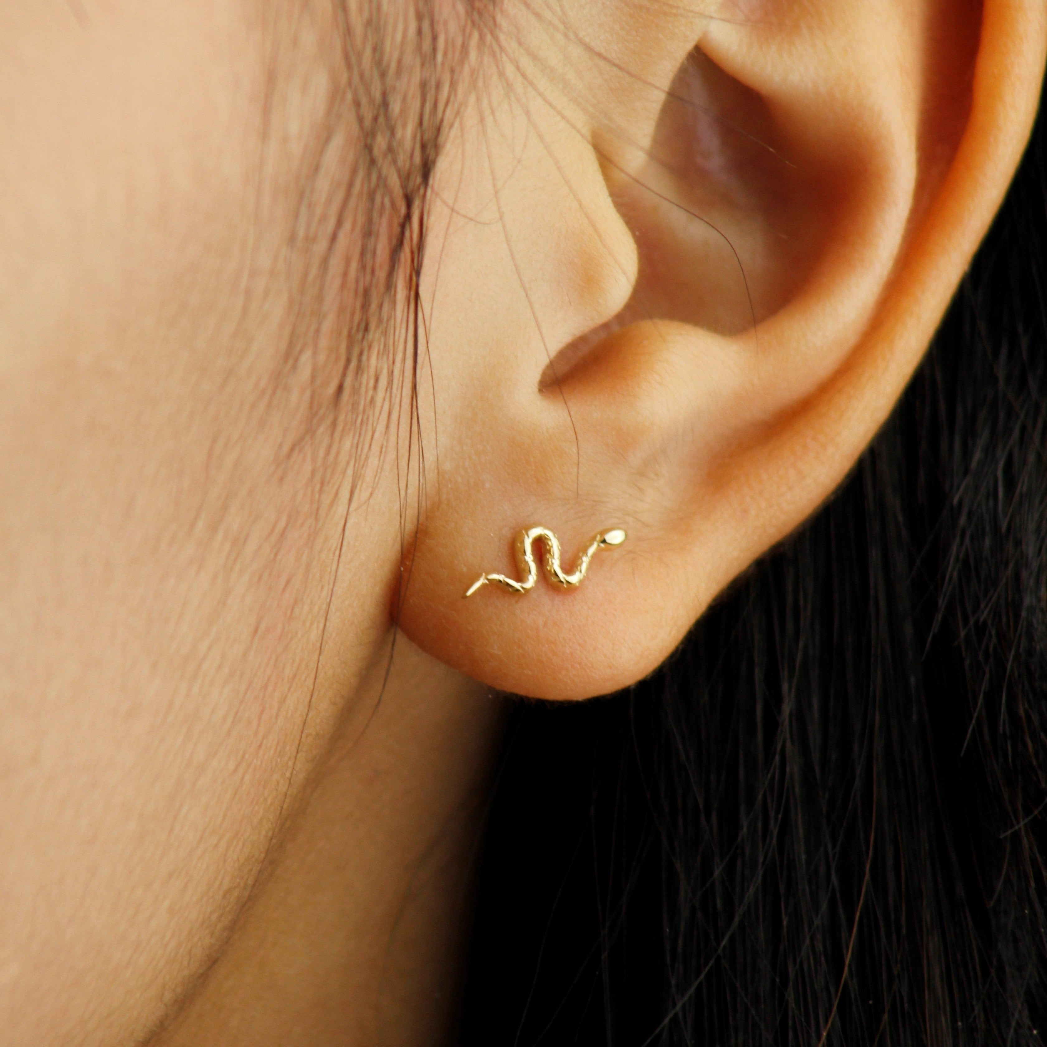 10k Solid Gold Dainty Stud Earrings - Serena Sparkles