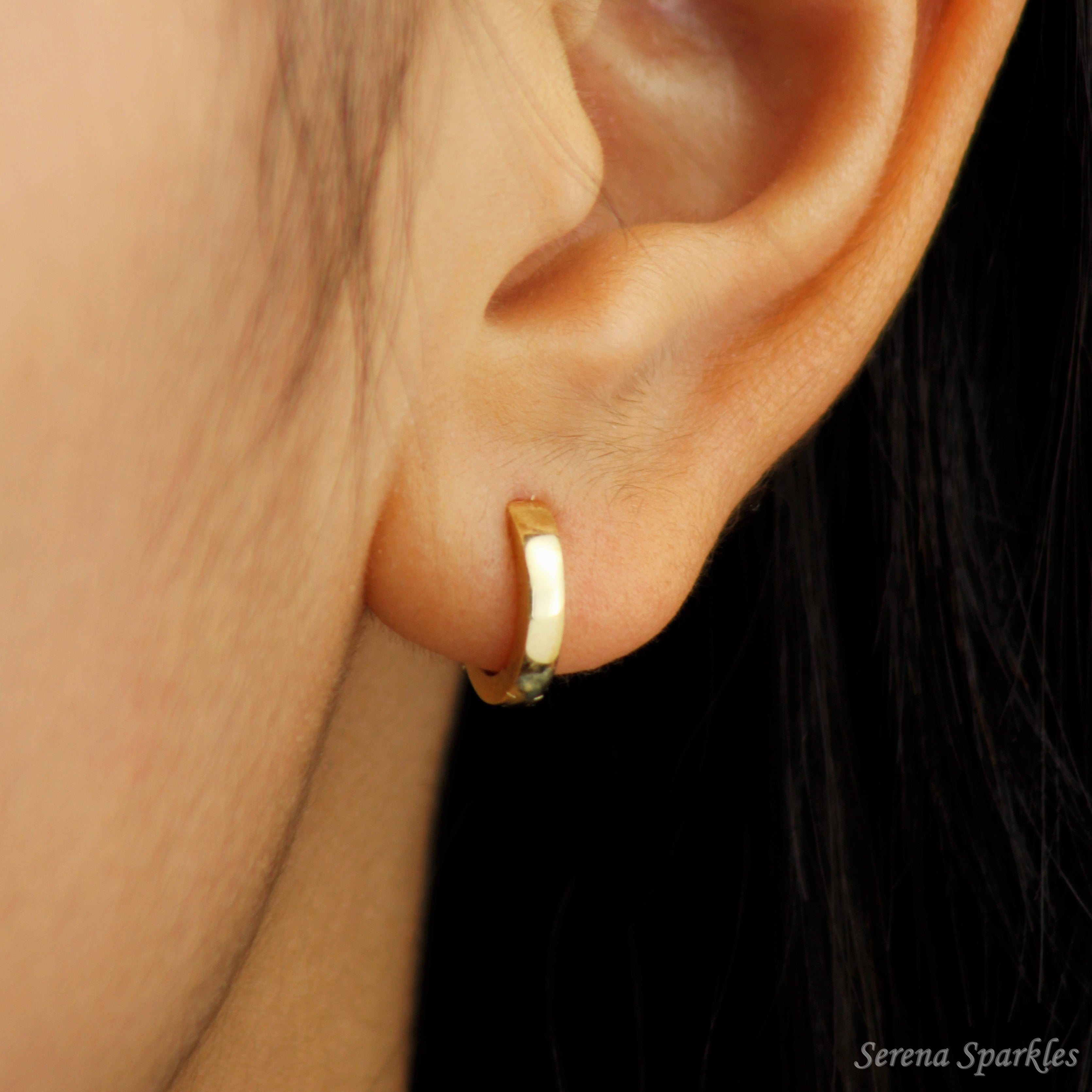 14k 2024 gold huggie earrings. Solid gold Huggie Earrings. Tiny 10k Gold hoops. Solid