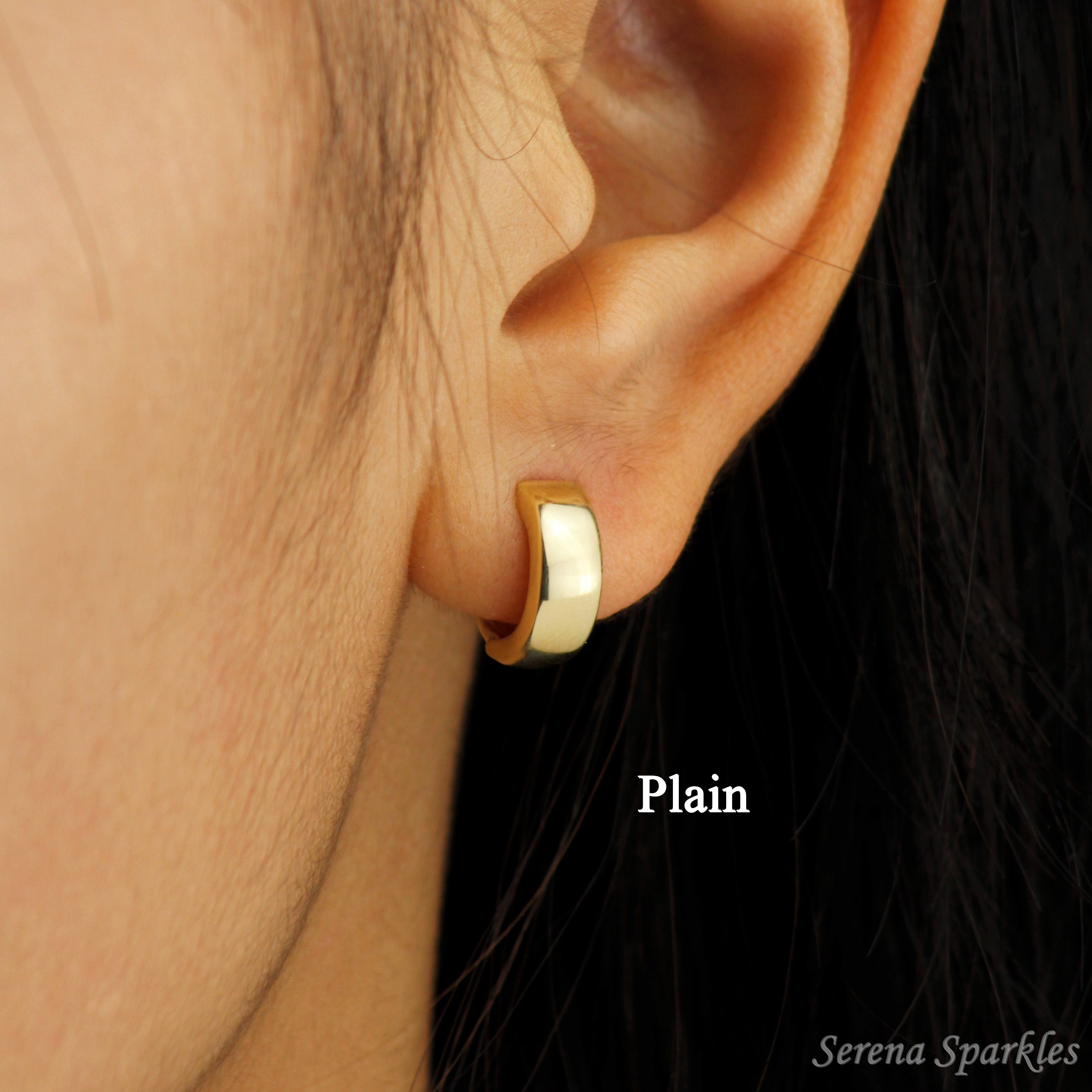 10k Solid Real Gold Huggie Earrings - Serena Sparkles