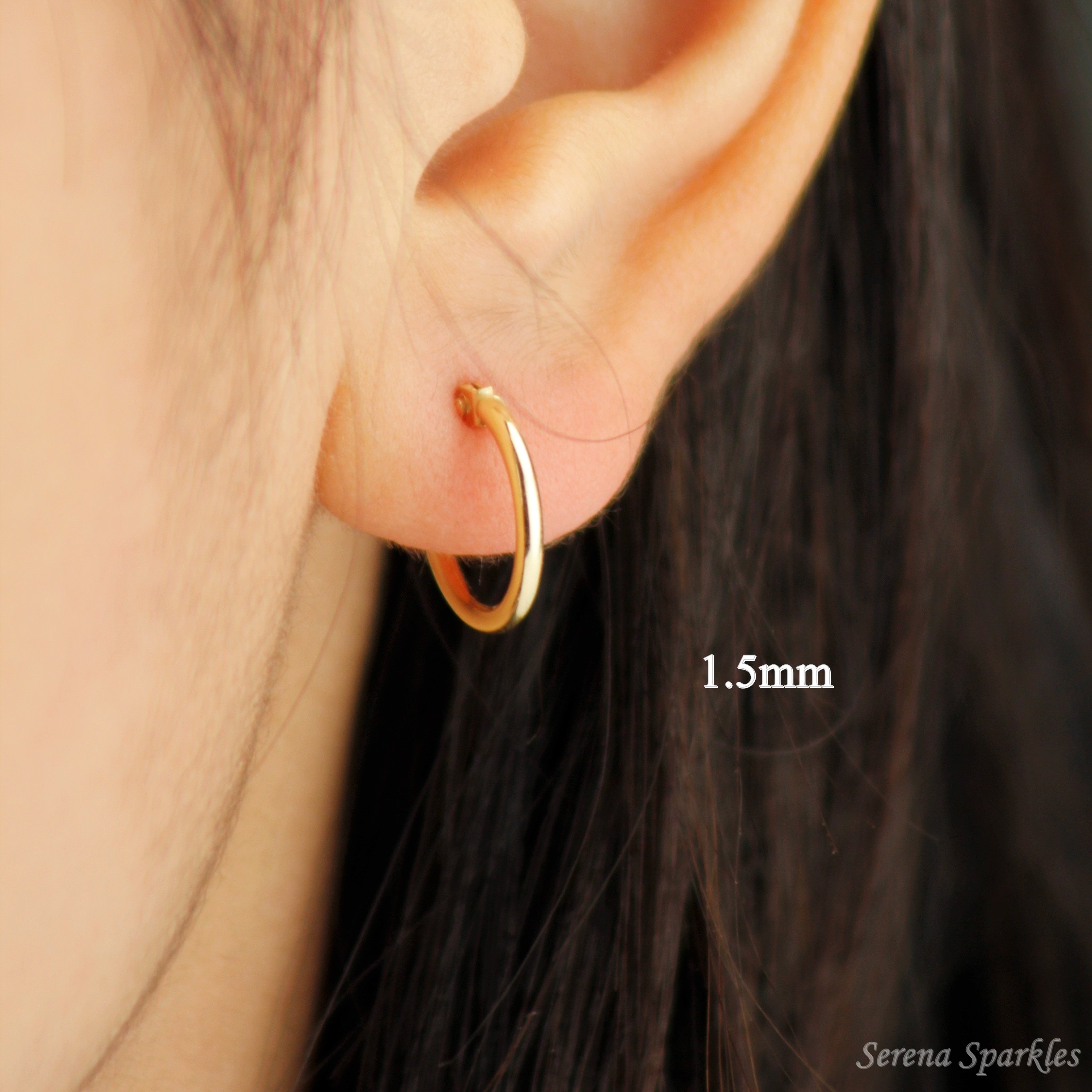 10k Solid Gold Dainty Tube Hoop Earrings - Serena Sparkles