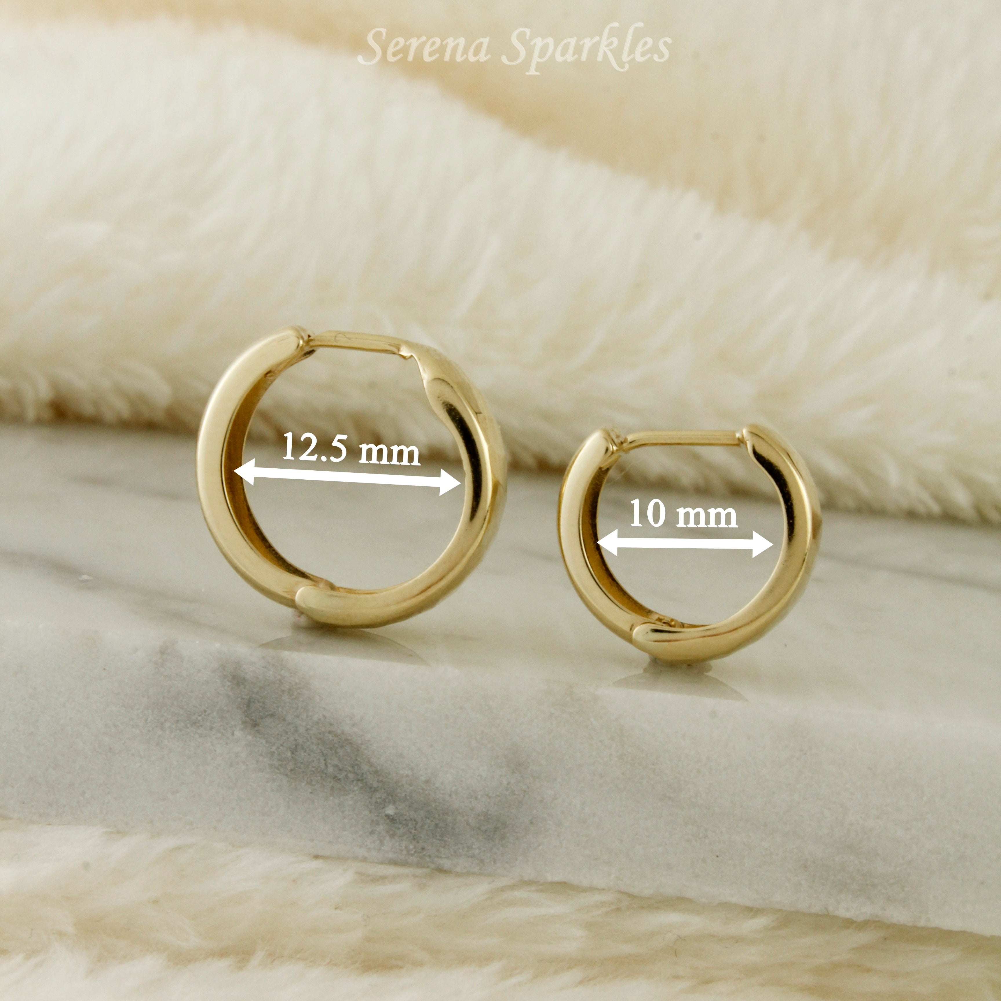 10k Solid Gold Hammered Huggie Earrings - Serena Sparkles