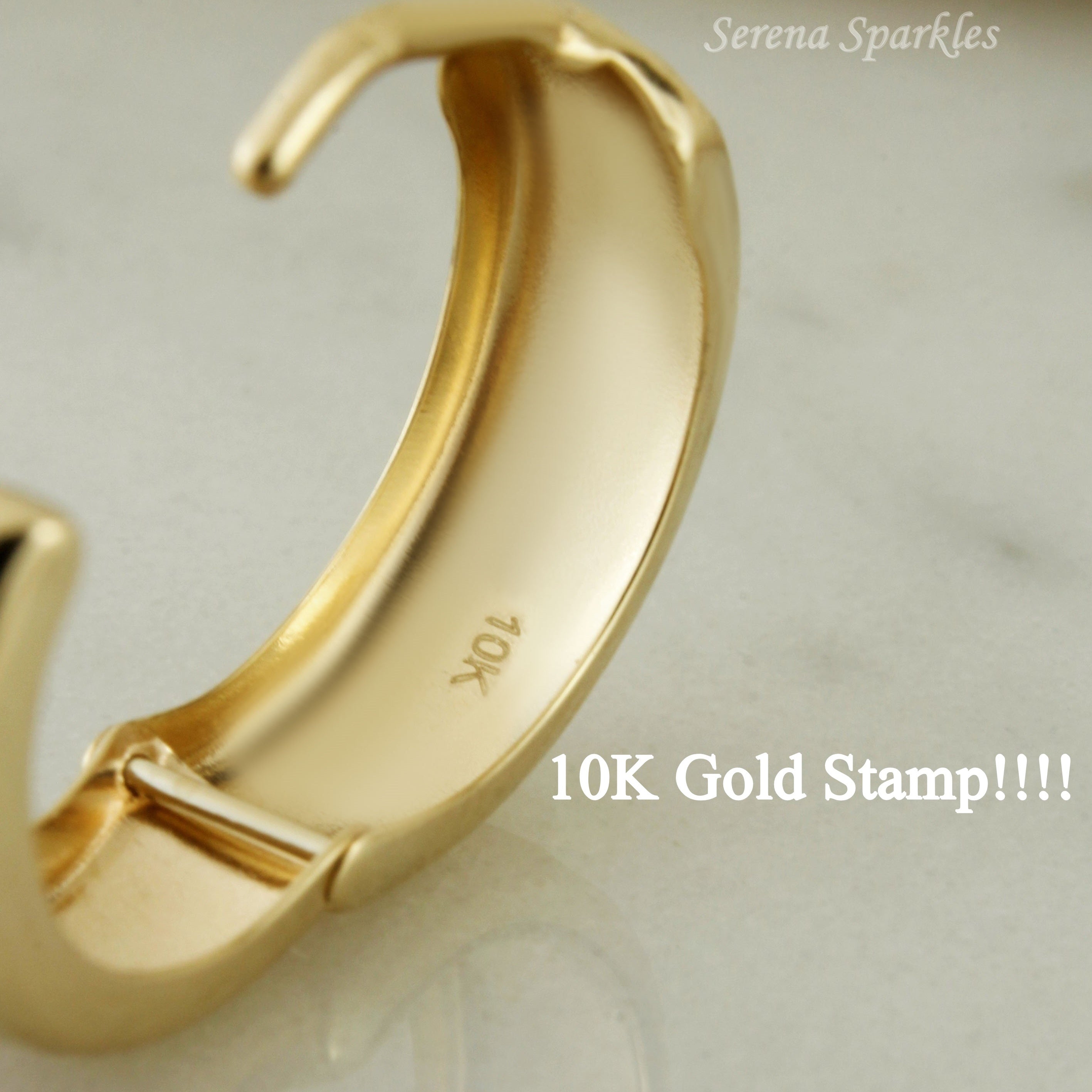 10k Solid Gold Diamond Cut Textured Huggie Earrings - Serena Sparkles