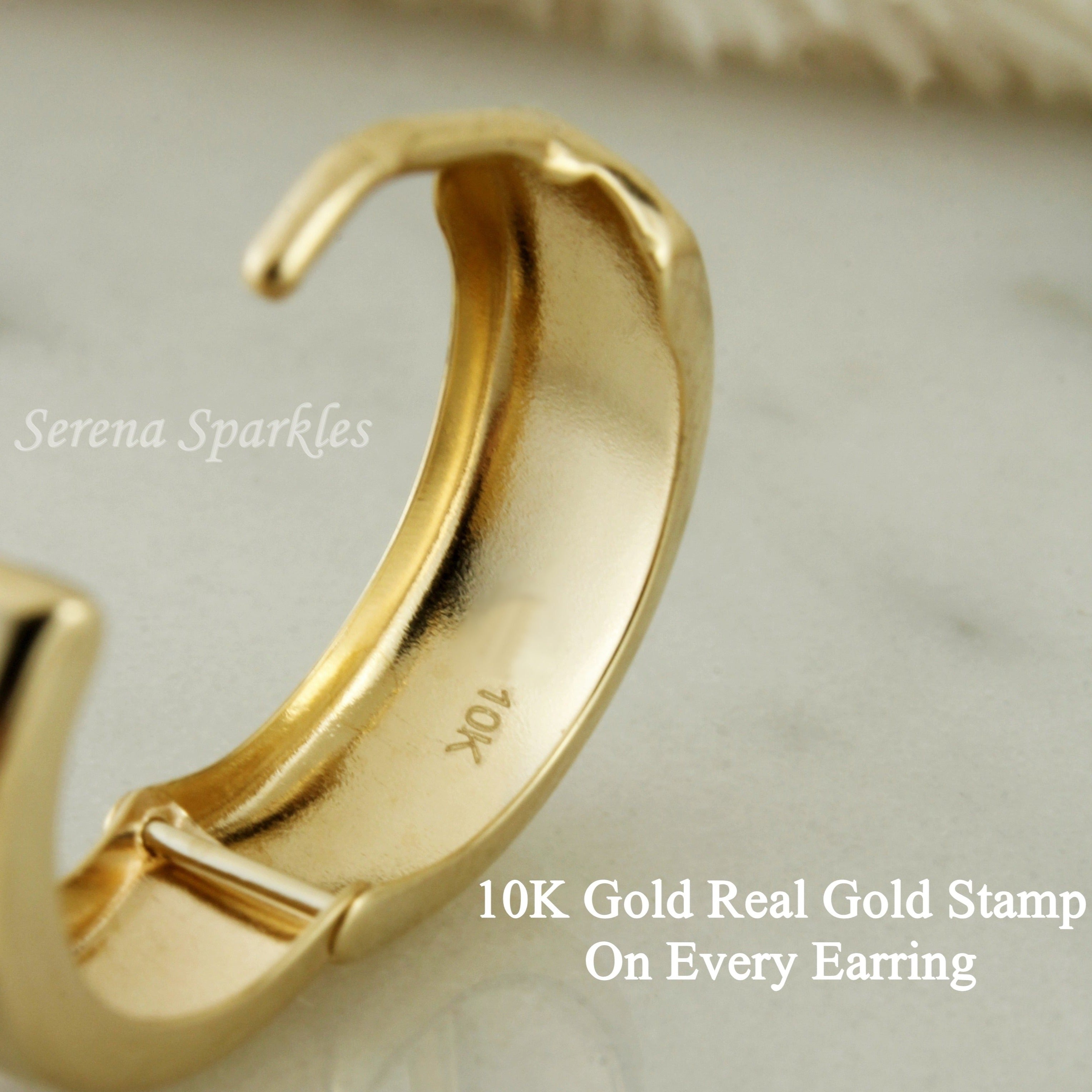 10k Solid Gold Textured Huggie Hoop Earrings - Serena Sparkles