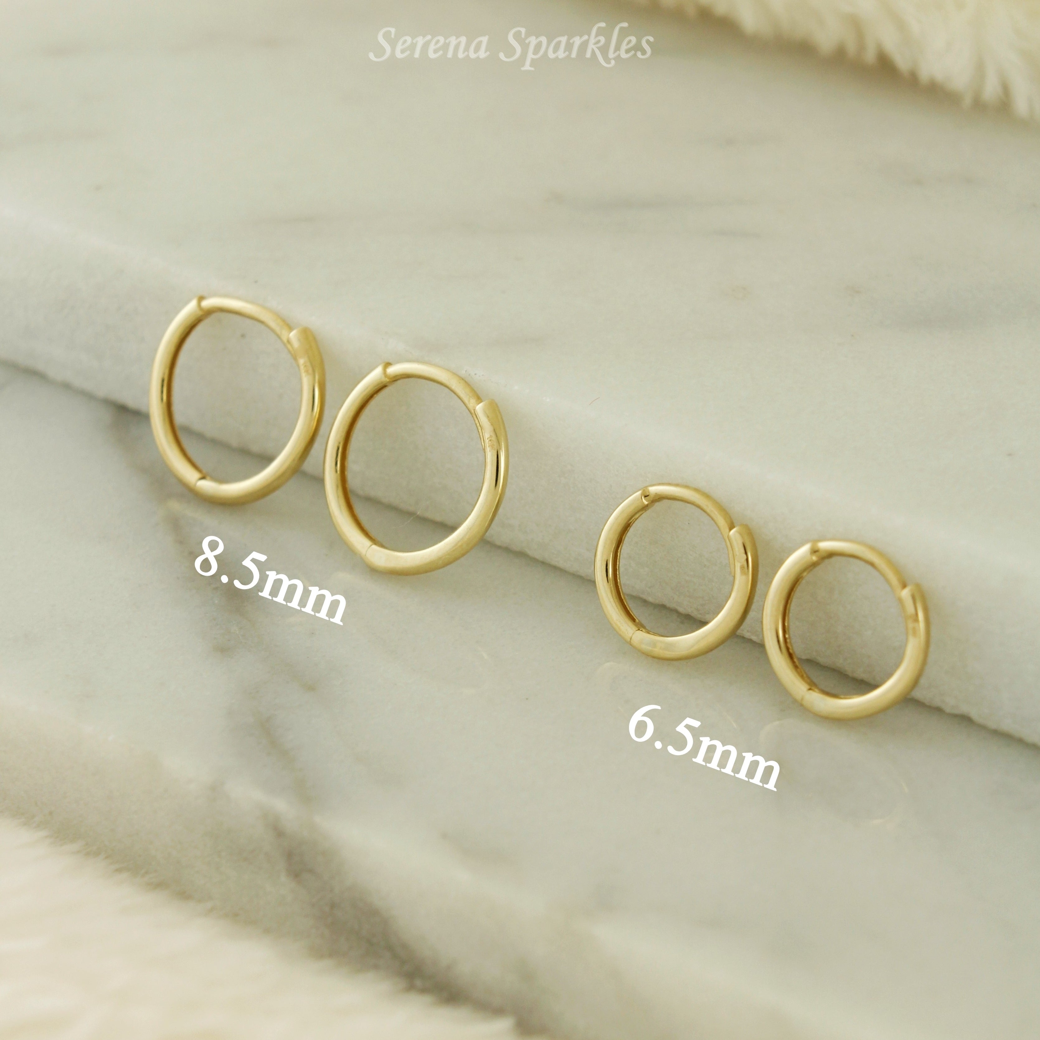 10k Solid Gold Tiny Huggie Hoop Earrings - Serena Sparkles