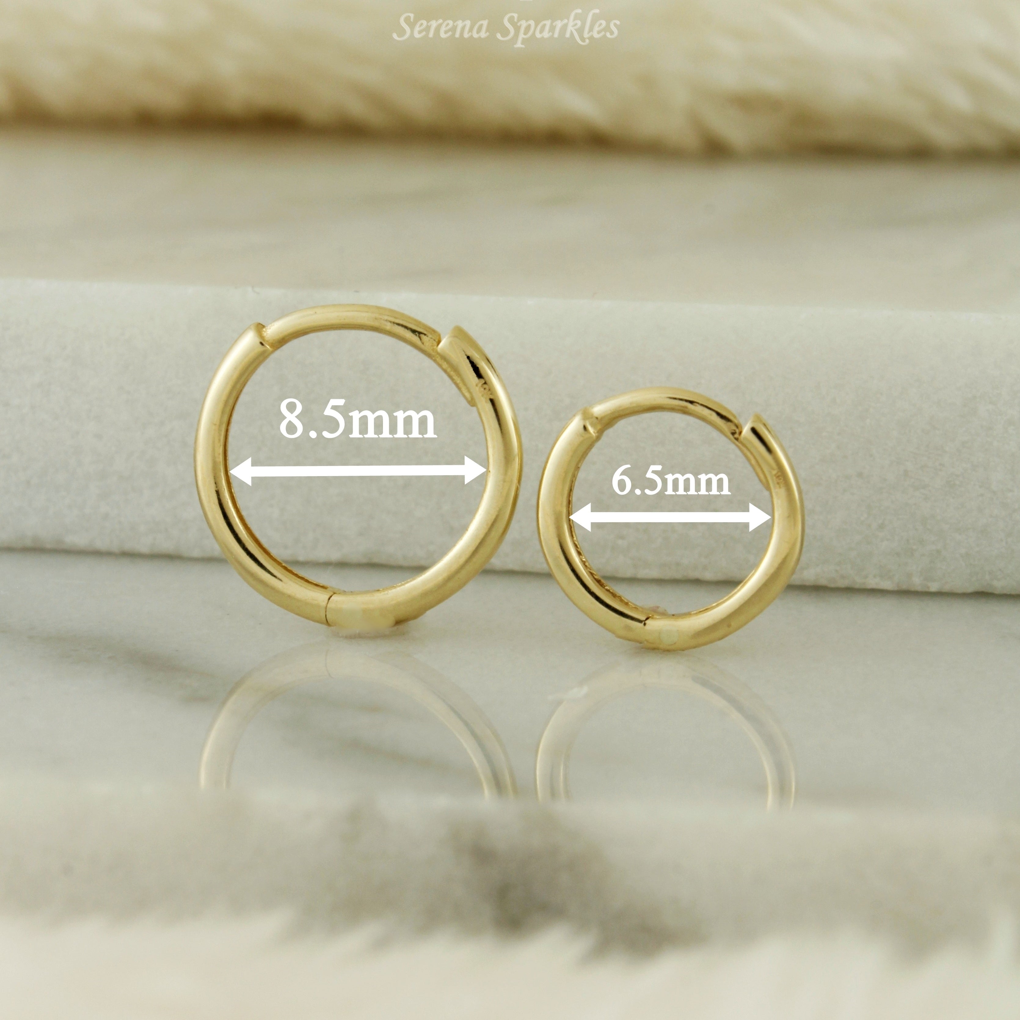 10k Solid Gold Tiny Huggie Hoop Earrings - Serena Sparkles