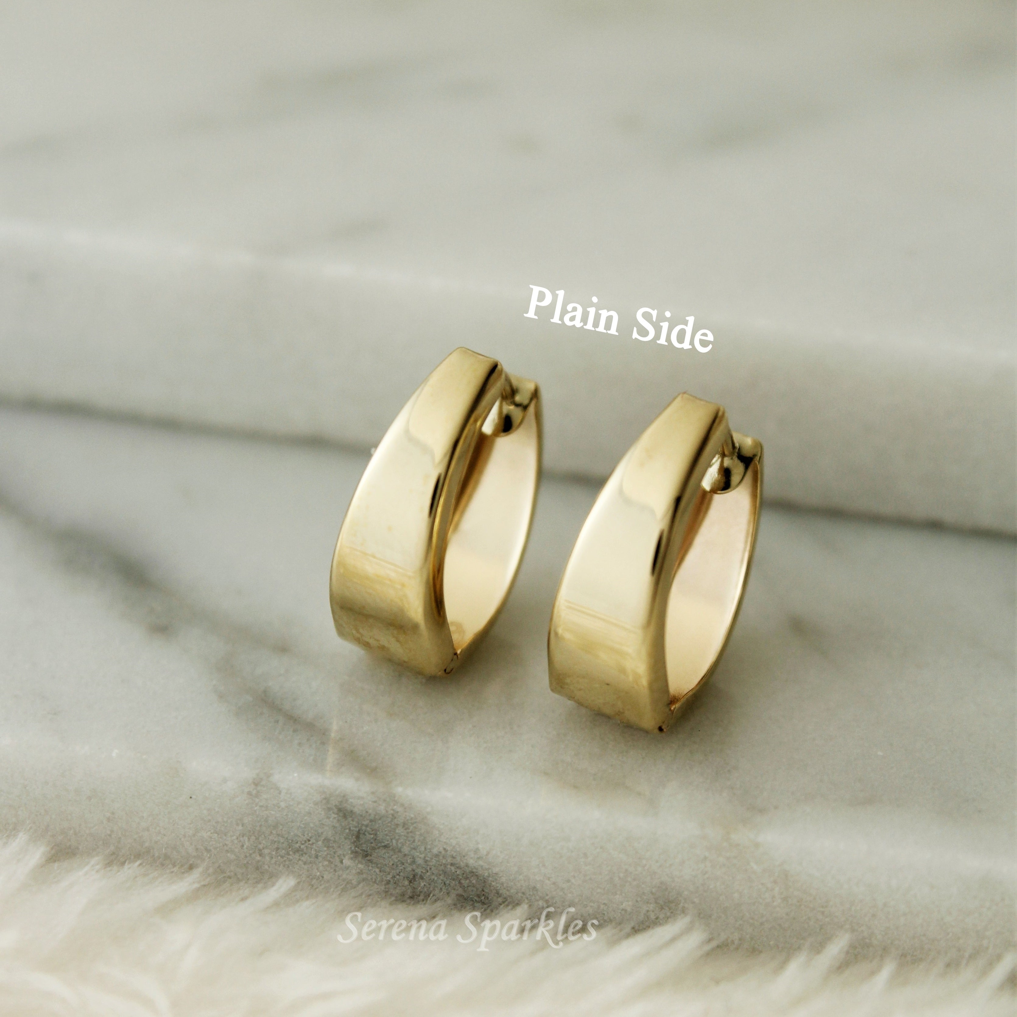 10k Solid Gold 2 in 1 Hammered Huggie Earrings - Serena Sparkles