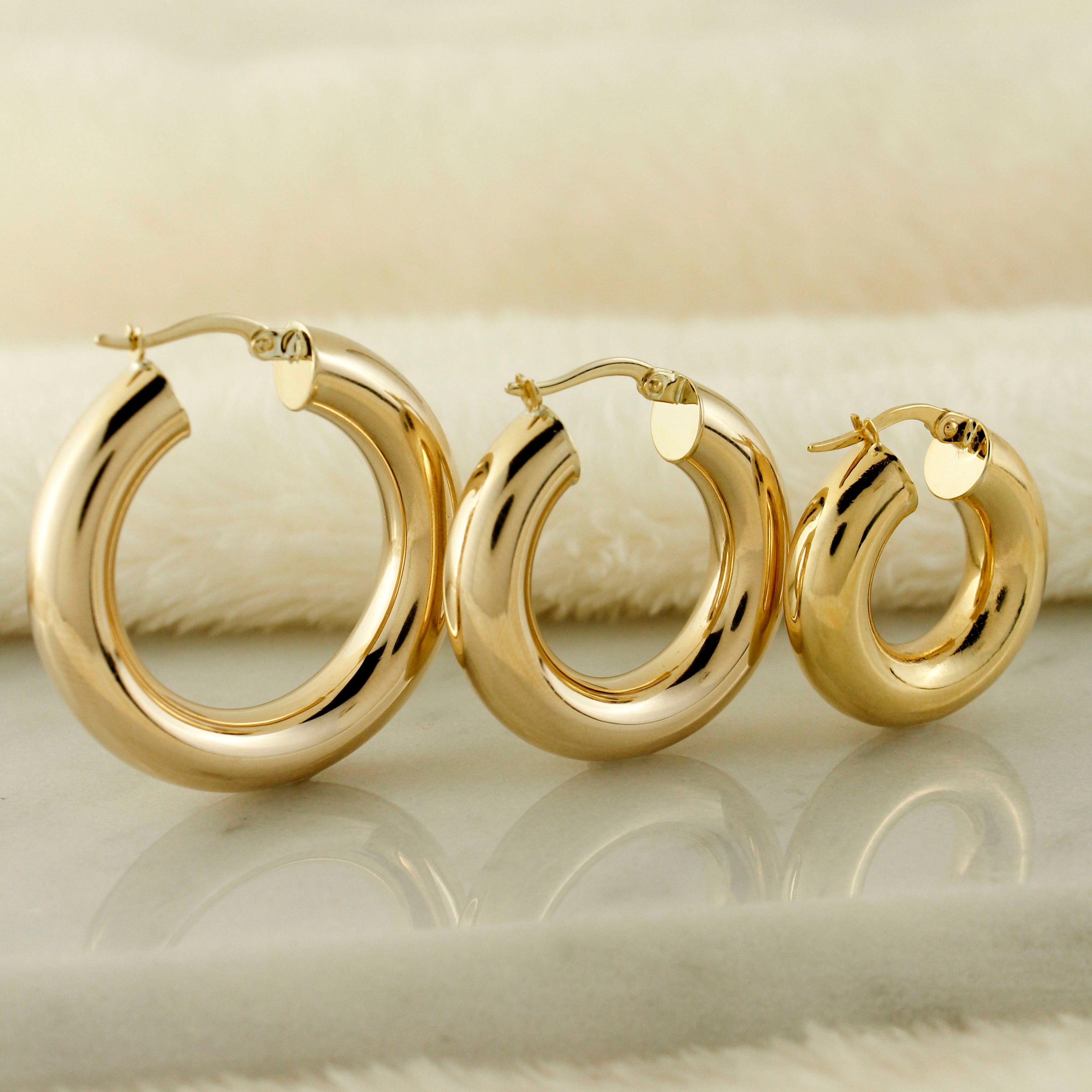 10k Solid Gold Classic 6mm Tube Hoop Earrings - Serena Sparkles