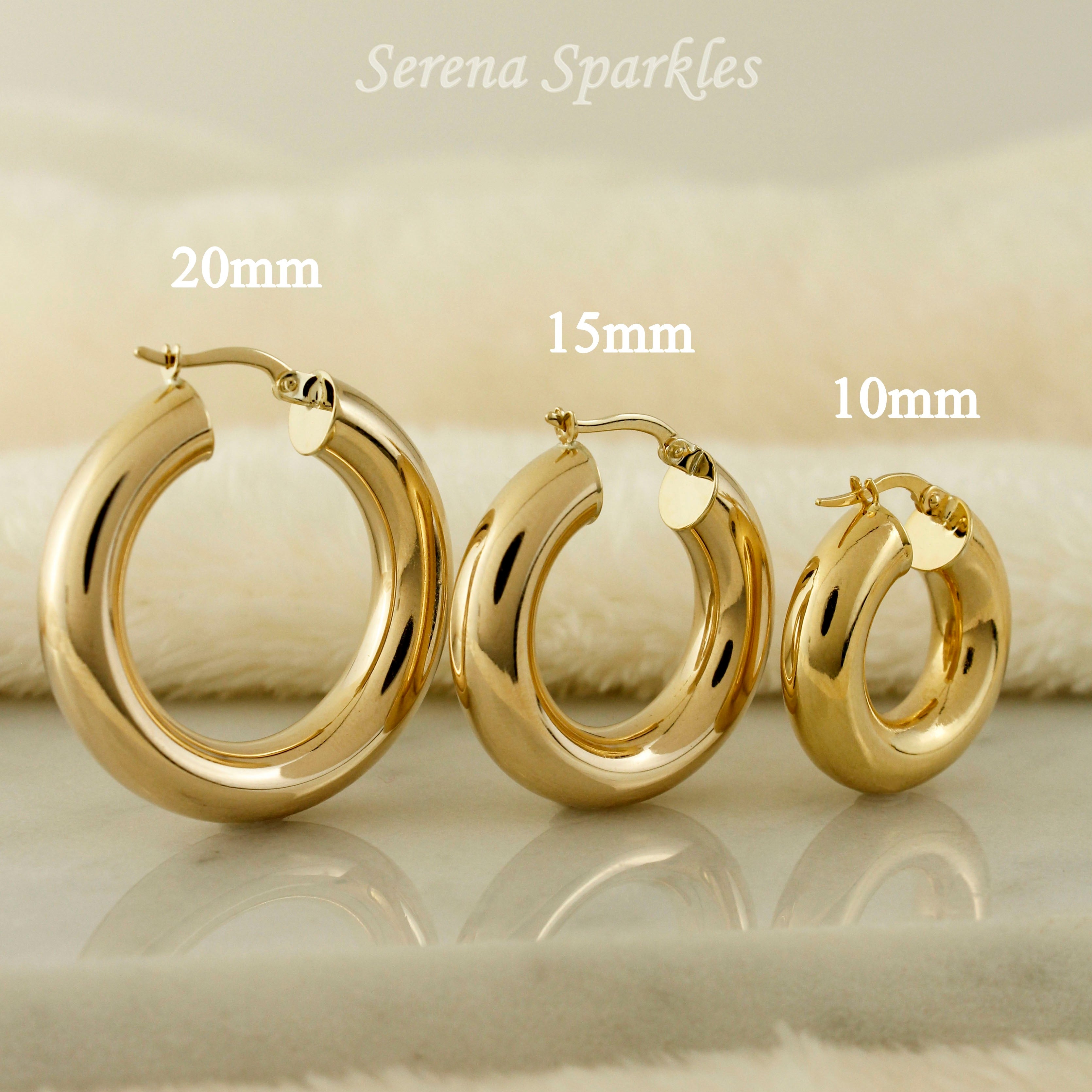 10k Solid Gold Classic 6mm Tube Hoop Earrings - Serena Sparkles