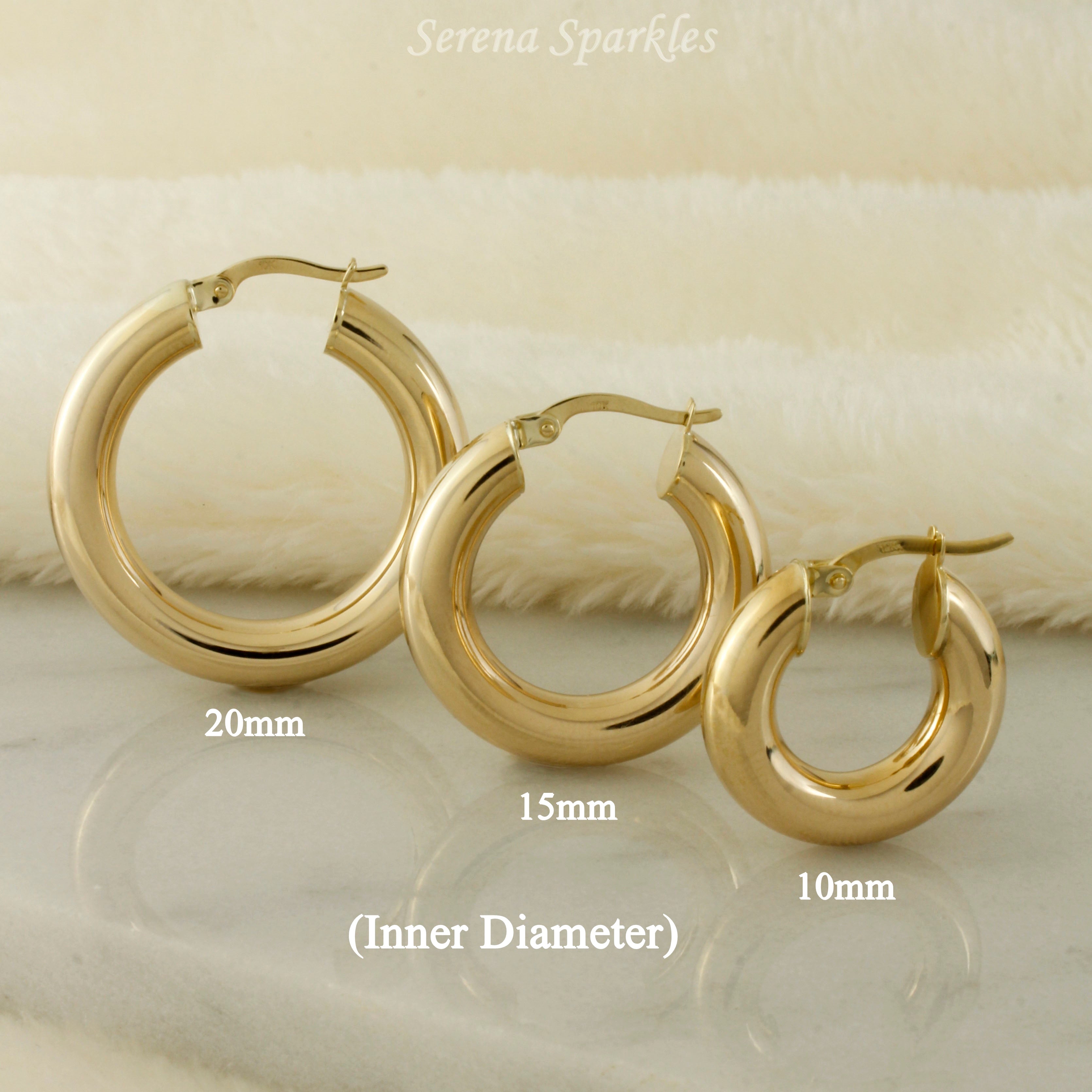 10k Solid Gold Classic 5mm Tube Hoop Earrings - Serena Sparkles