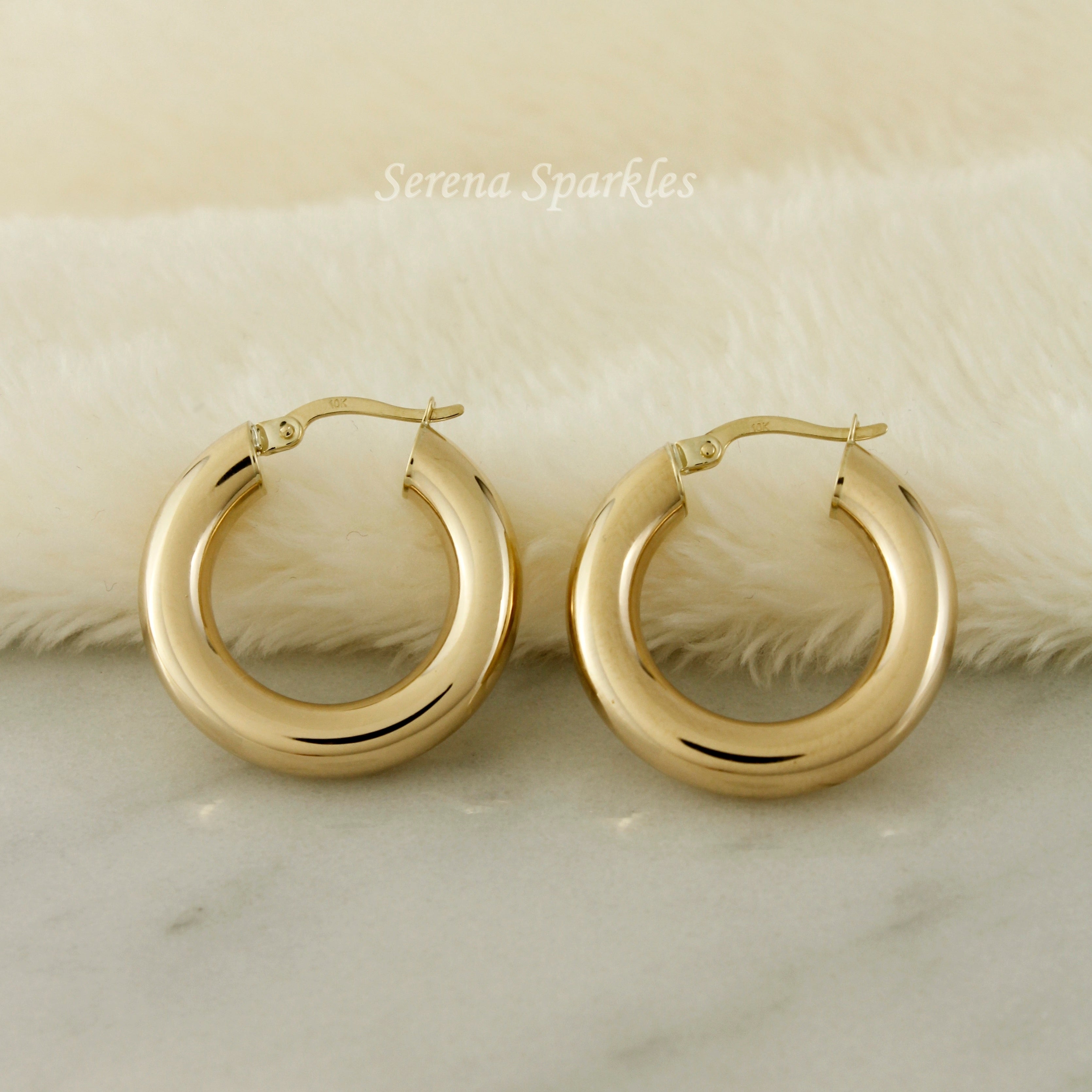 10k Solid Gold Classic 5mm Tube Hoop Earrings - Serena Sparkles