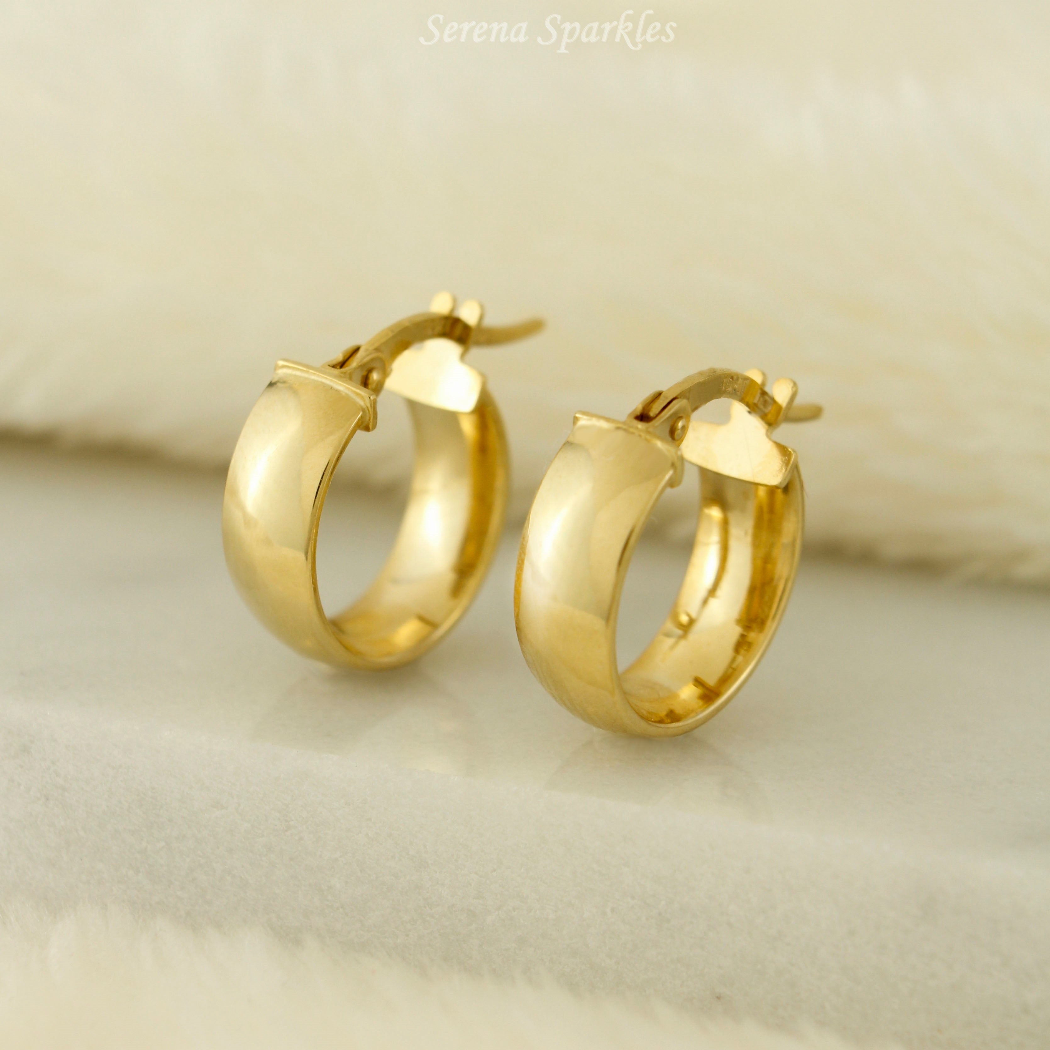 Solid Gold Thick Hoops - Serena Sparkles