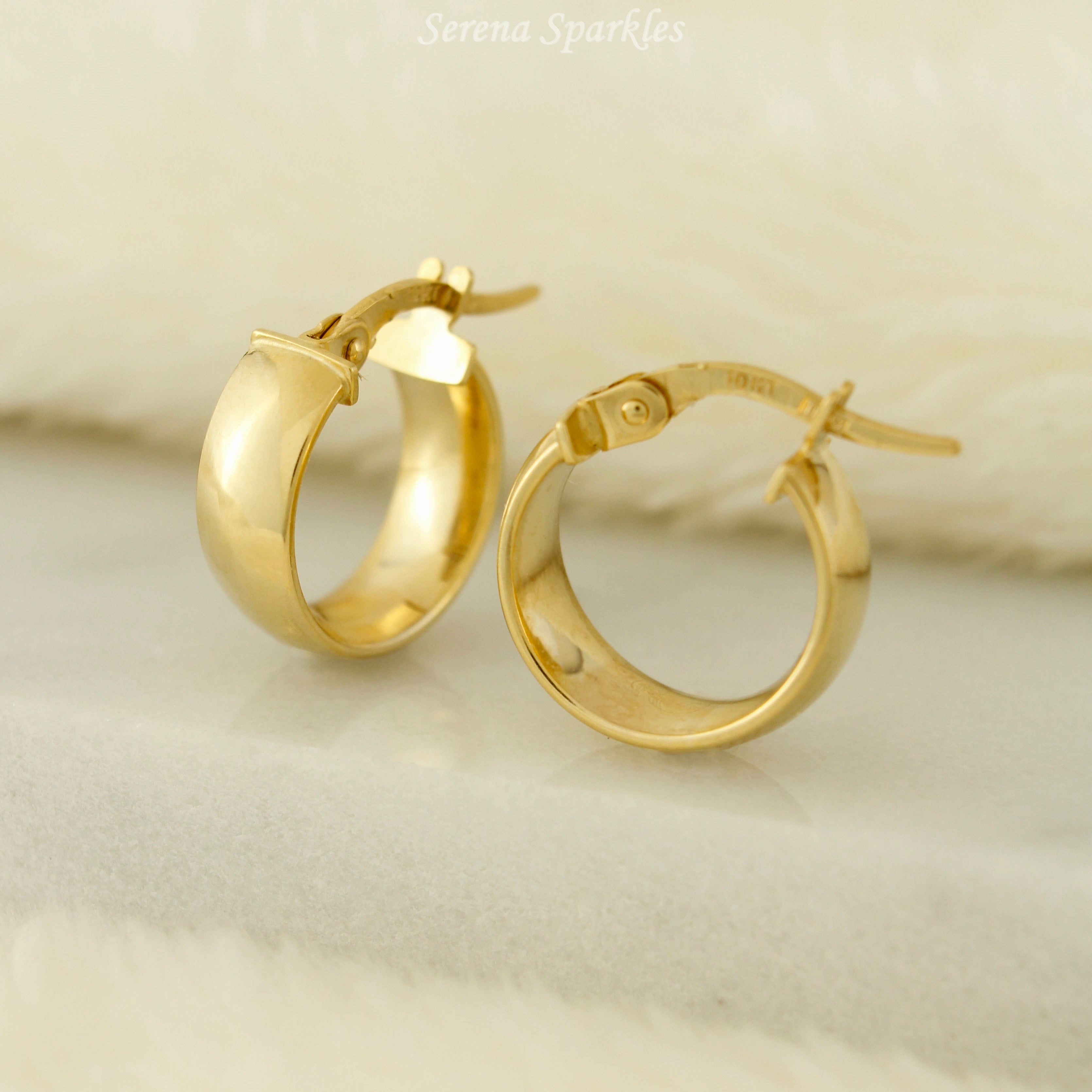 Solid Gold Thick Hoops - Serena Sparkles