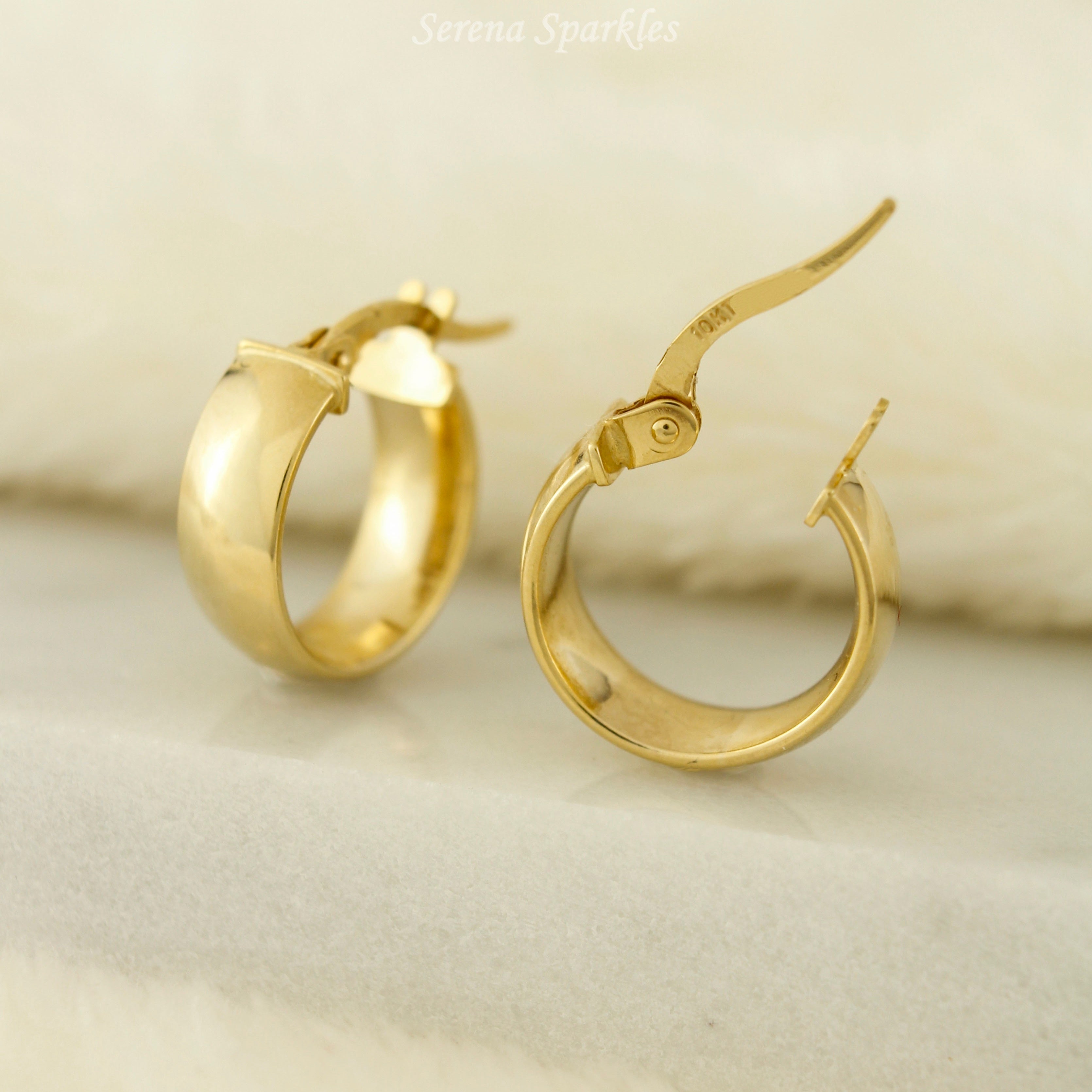 Solid Gold Thick Hoops - Serena Sparkles