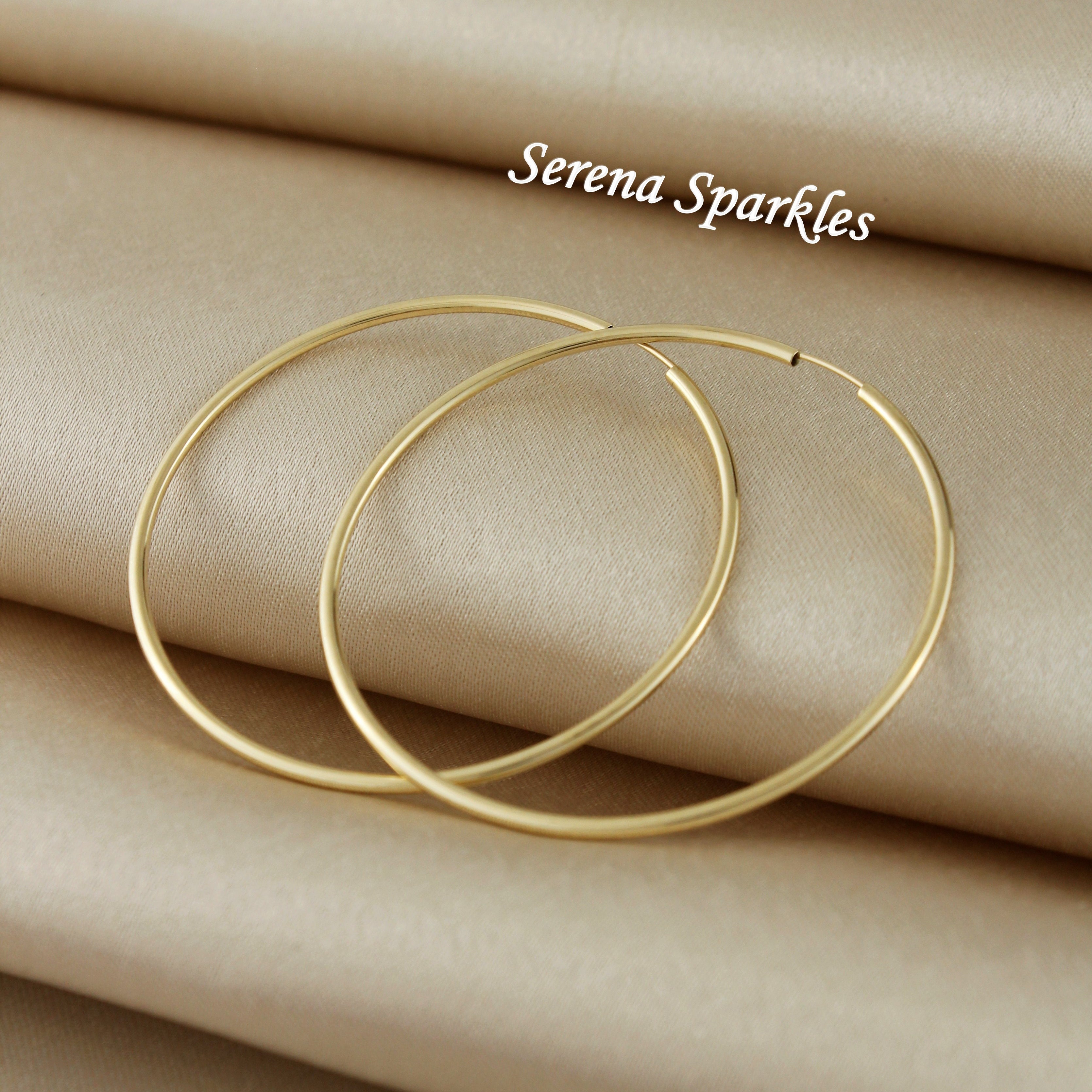 10k Solid Gold Oversize Hoop Earrings - Serena Sparkles