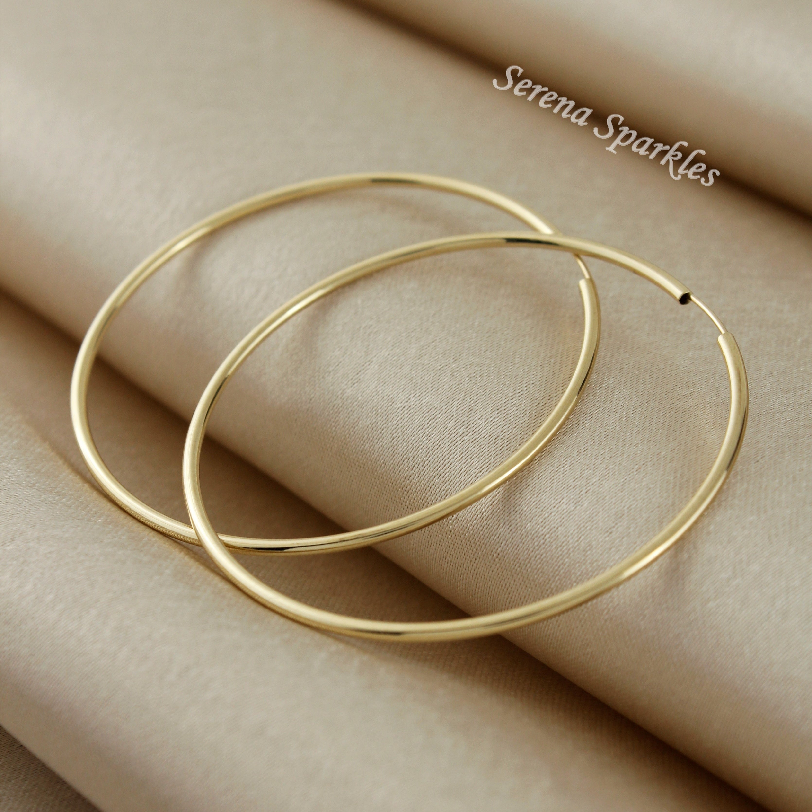 10k Solid Gold Oversize Hoop Earrings - Serena Sparkles