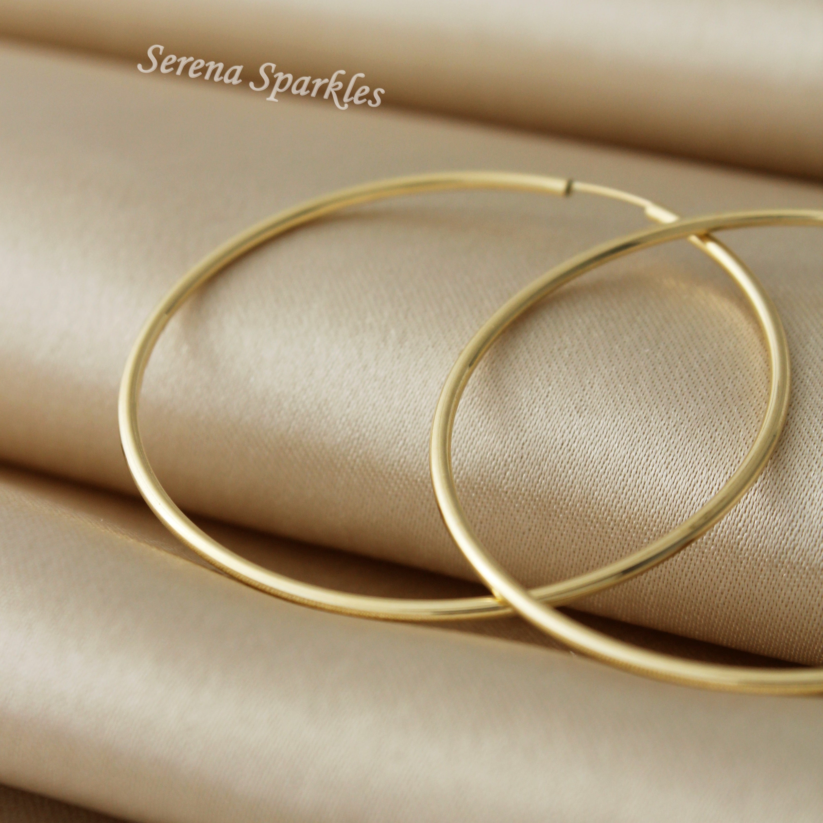 10k Solid Gold Oversize Hoop Earrings - Serena Sparkles